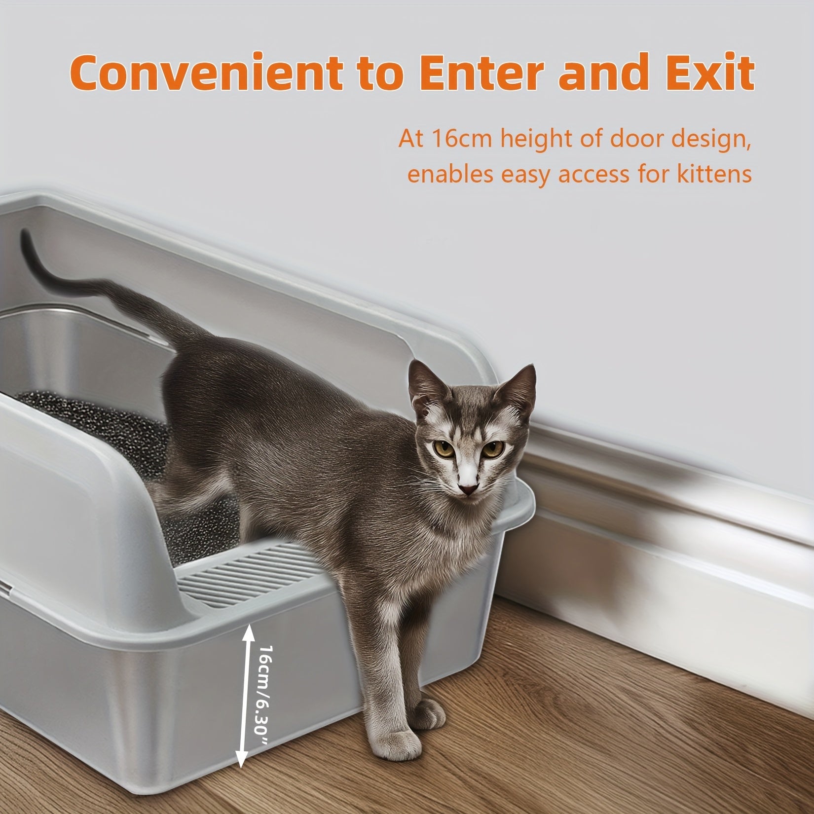 Übergroße Edelstahl-Katzenbox für Haustiere und Zuhause – Detailansicht 4