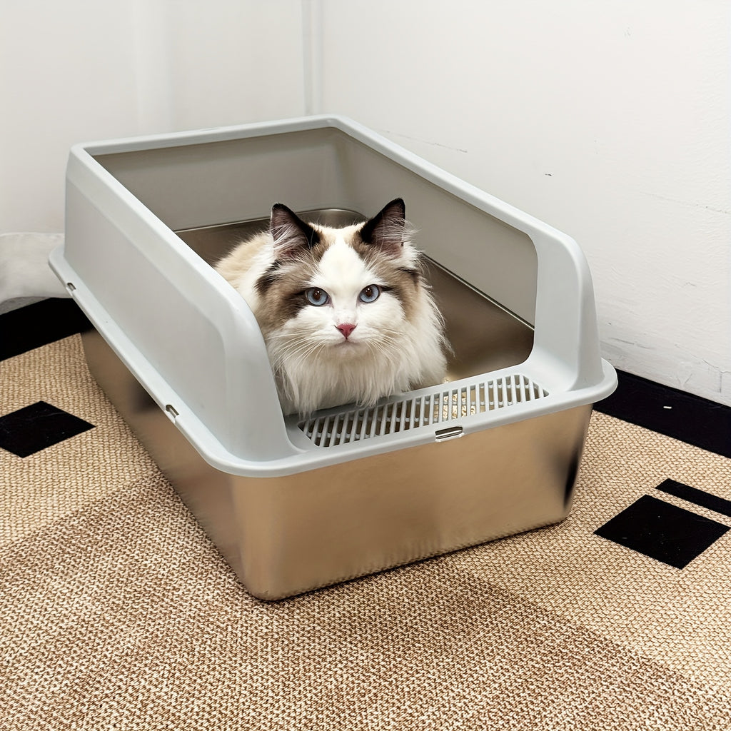 Übergroße Edelstahl-Katzenbox für Haustiere und Zuhause – Detailansicht 6