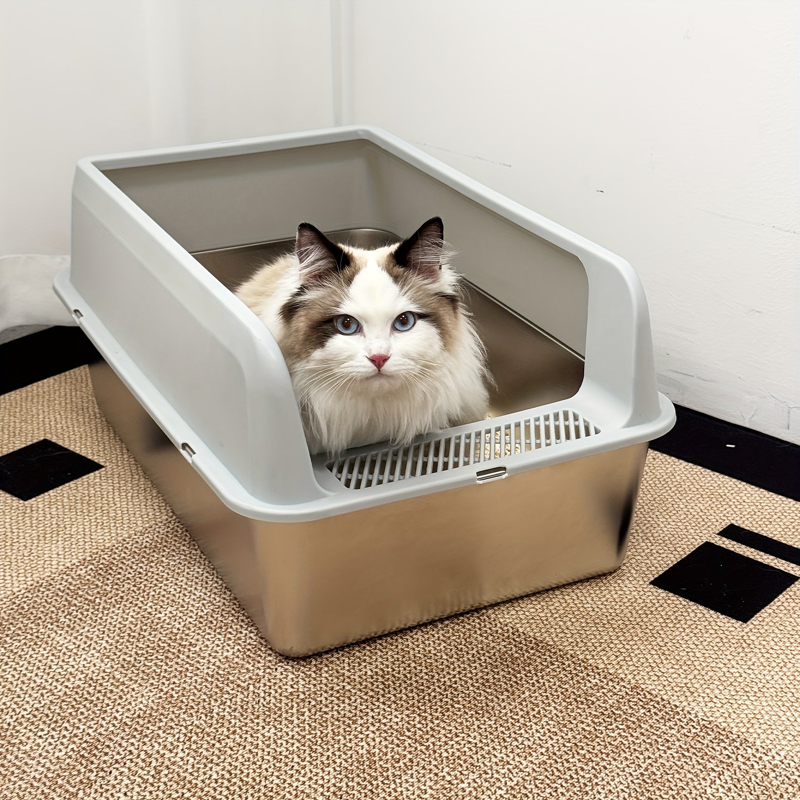 Übergroße Edelstahl-Katzenbox für Haustiere und Zuhause – Detailansicht 6