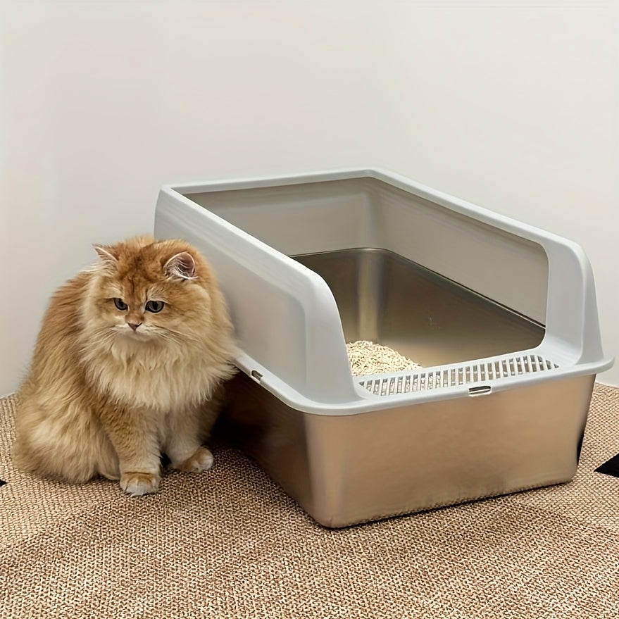 Übergroße Edelstahl-Katzenbox für Haustiere und Zuhause – Detailansicht 7