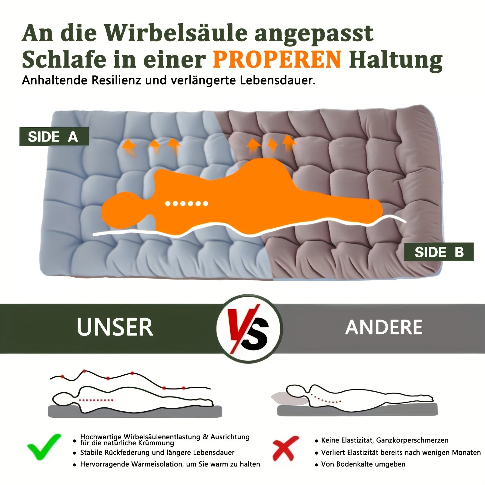 Übergroßes klappbares Campingbett, 400 kg für Schlafzimmer und Bett – Hauptansicht