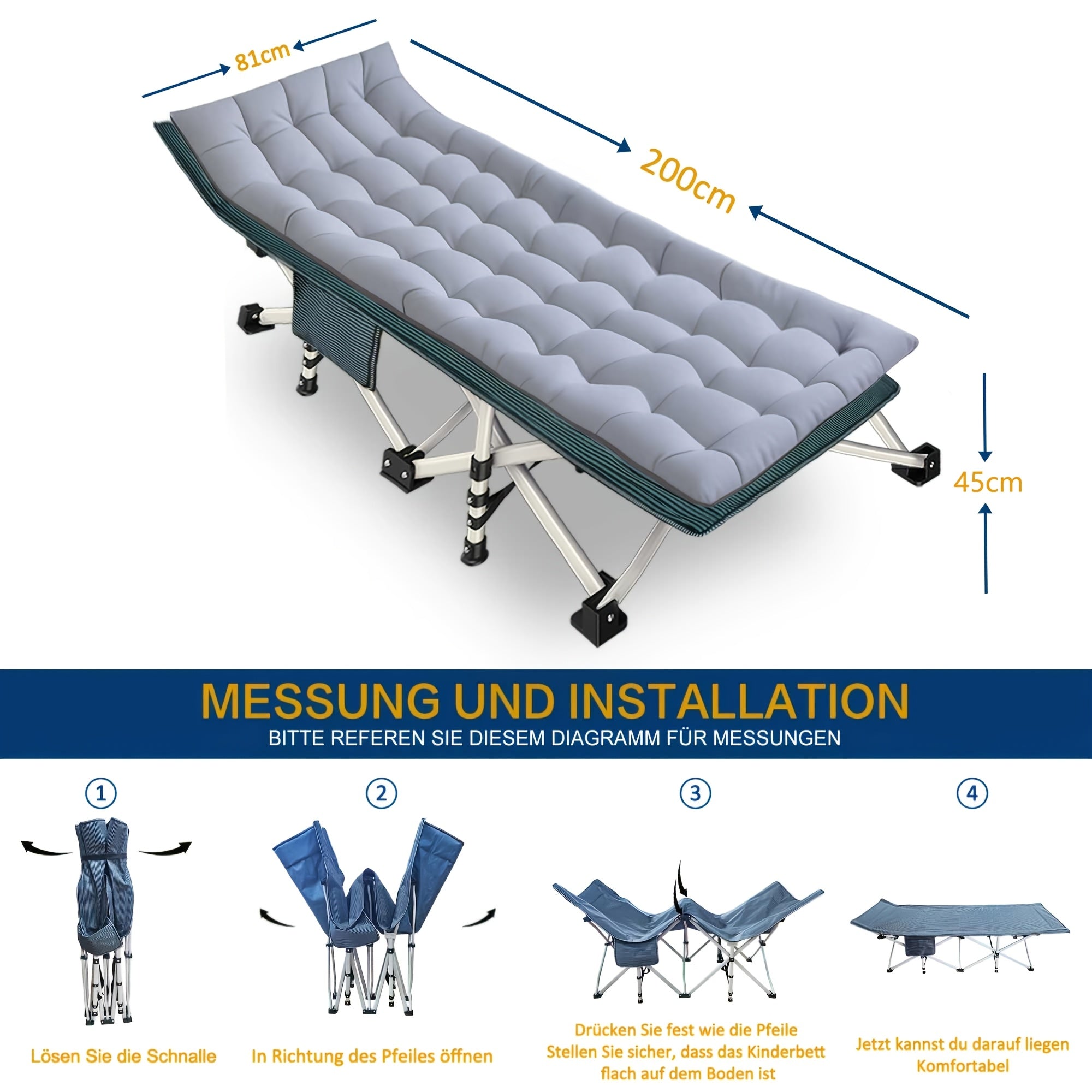 Übergroßes klappbares Campingbett, 400 kg für Schlafzimmer und Bett – Detailansicht 3