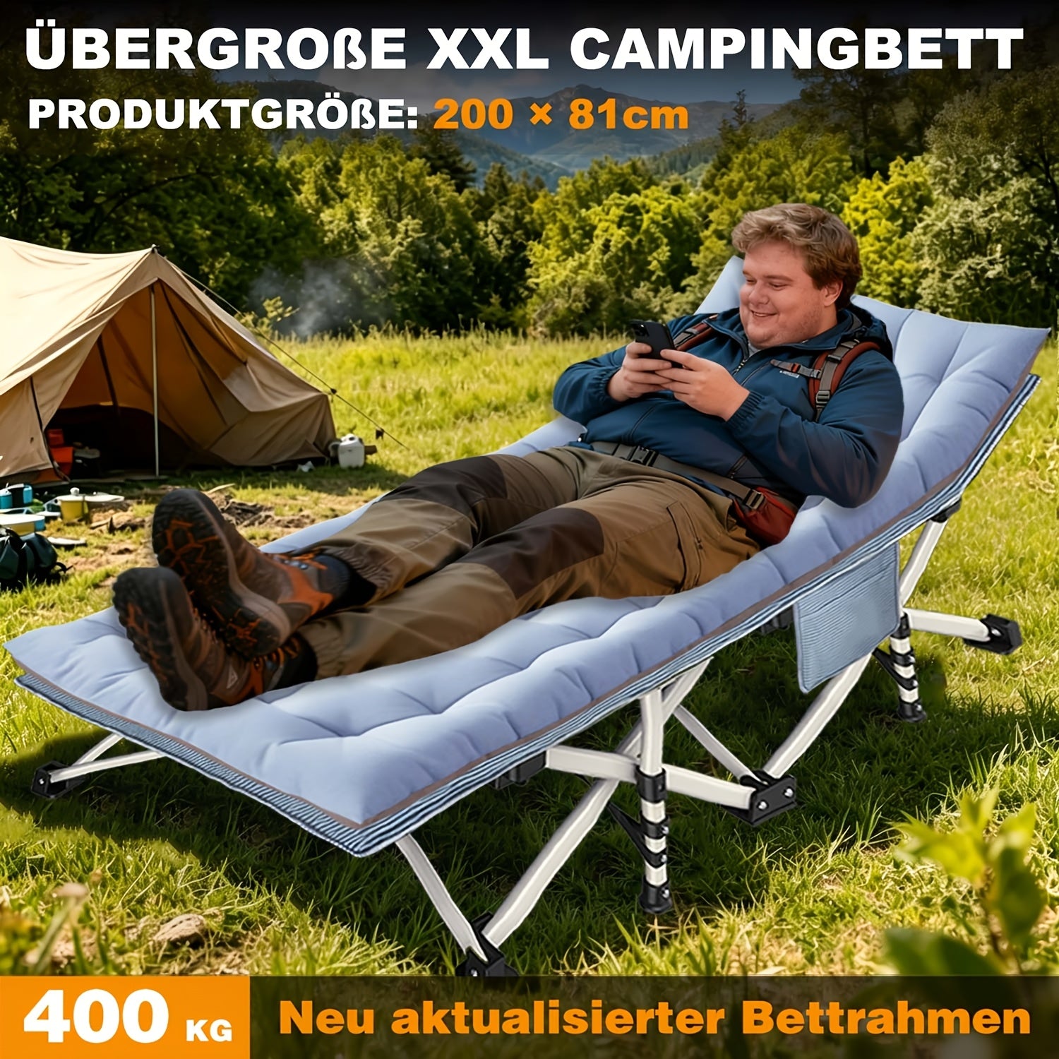 Übergroßes klappbares Campingbett, 400 kg für Schlafzimmer und Bett – Detailansicht 5