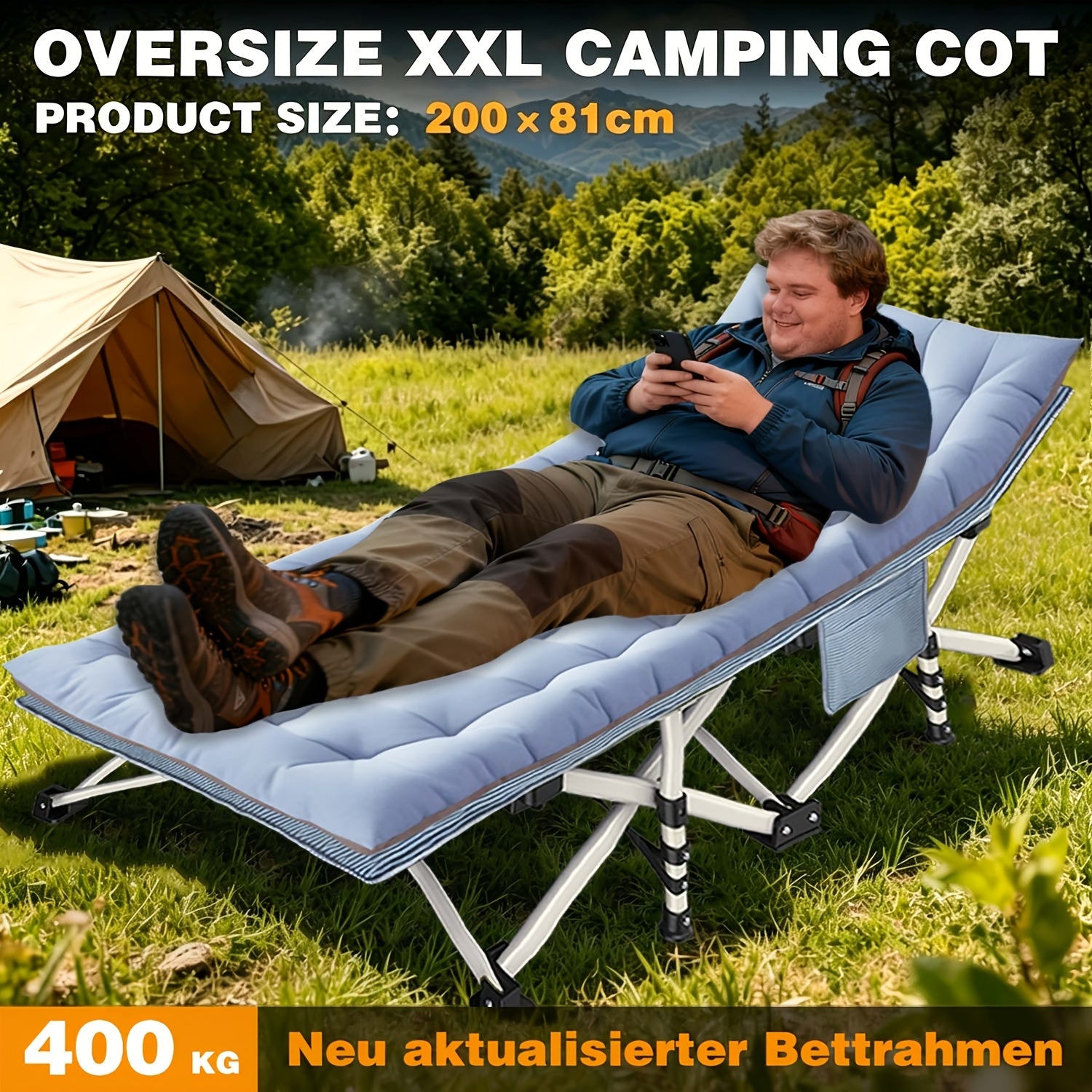 Übergroßes klappbares Campingbett, 400 kg für Schlafzimmer und Bett – Detailansicht 9
