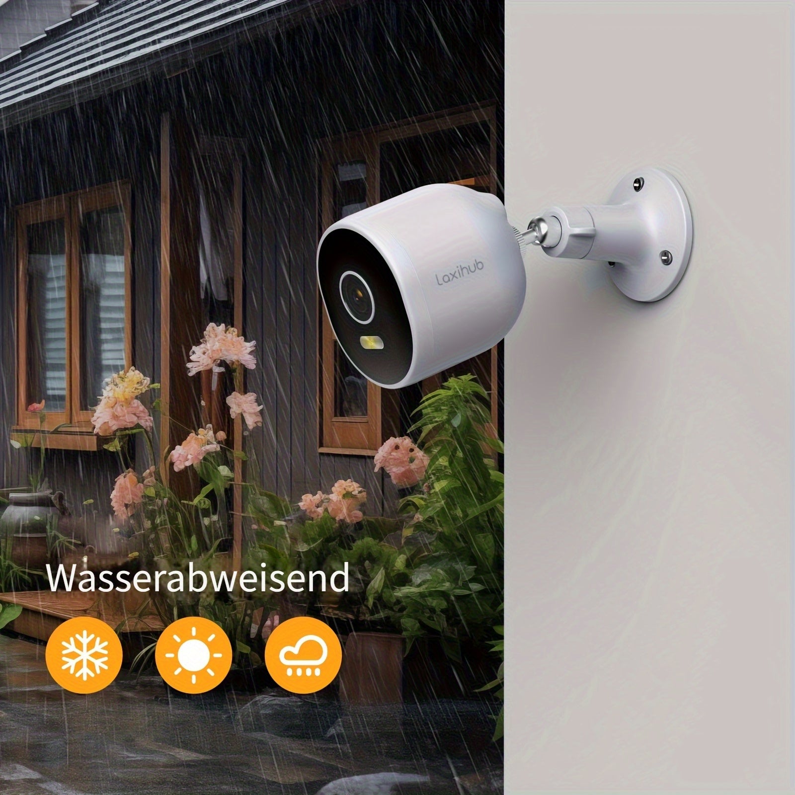 Überwachungskamera, 1/2/4 Stück Laxihub 3MP 1296P WLAN Outdoor für unterwegs und Haussicherheit – Detailansicht 3
