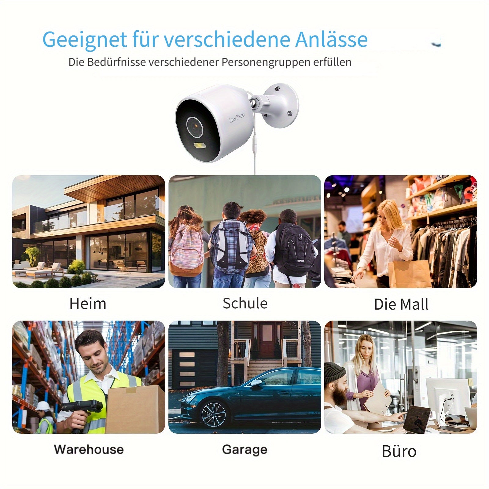 Überwachungskamera, 1/2/4 Stück Laxihub 3MP 1296P WLAN Outdoor für unterwegs und Haussicherheit – Detailansicht 4