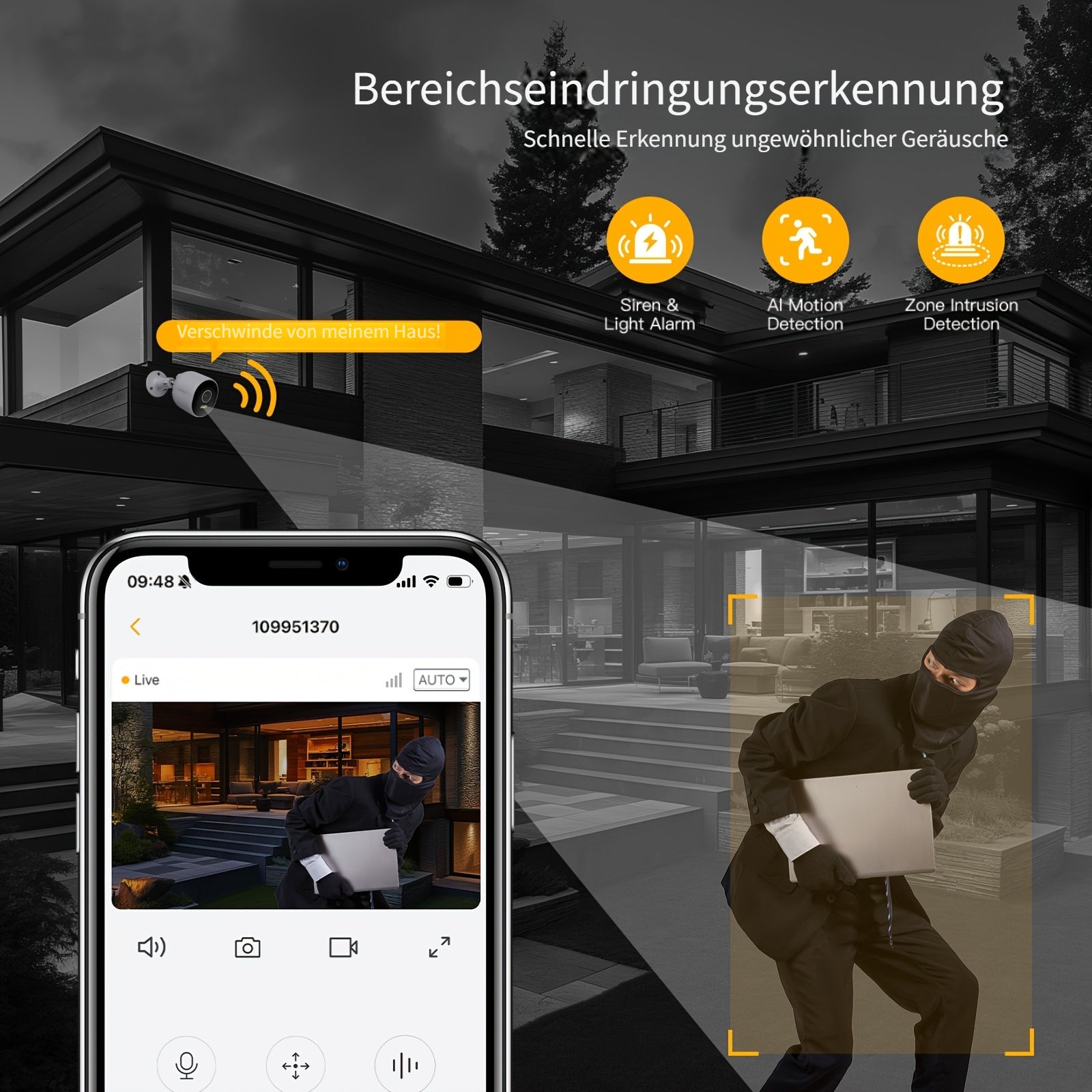 Überwachungskamera, 1/2/4 Stück Laxihub 3MP 1296P WLAN Outdoor für unterwegs und Haussicherheit – Detailansicht 5
