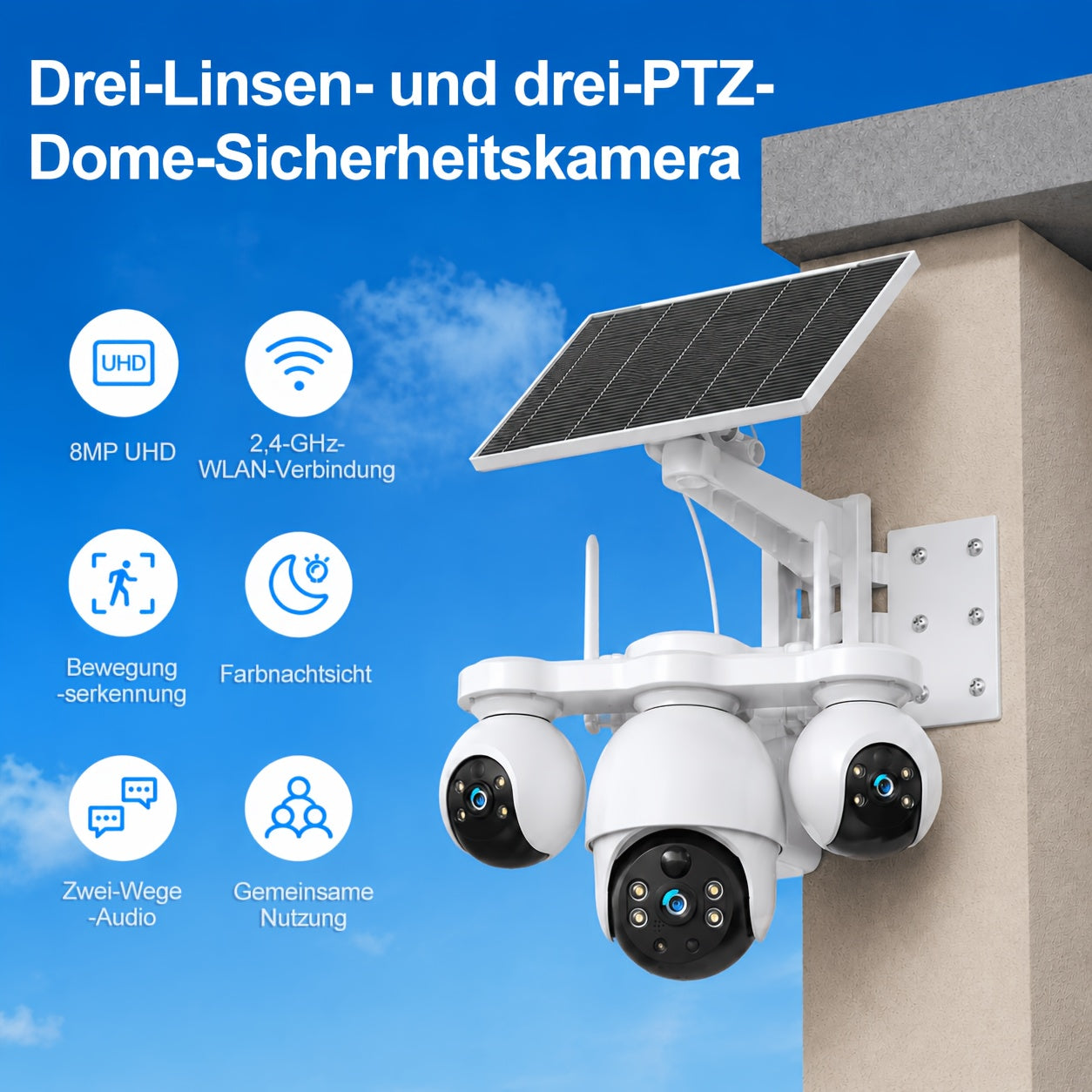 Überwachungskamera, PTZ 360° Pan/Tilt-Rotation für unterwegs und Zuhause – Hauptansicht