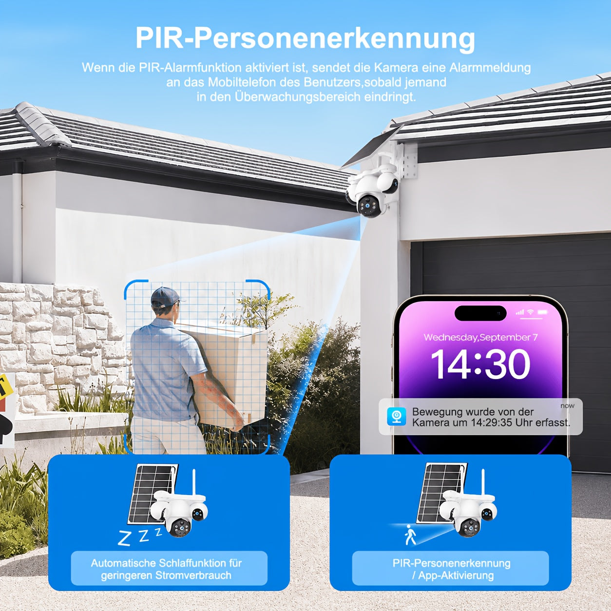 Überwachungskamera, PTZ 360° Pan/Tilt-Rotation für unterwegs und Zuhause – Detailansicht 6