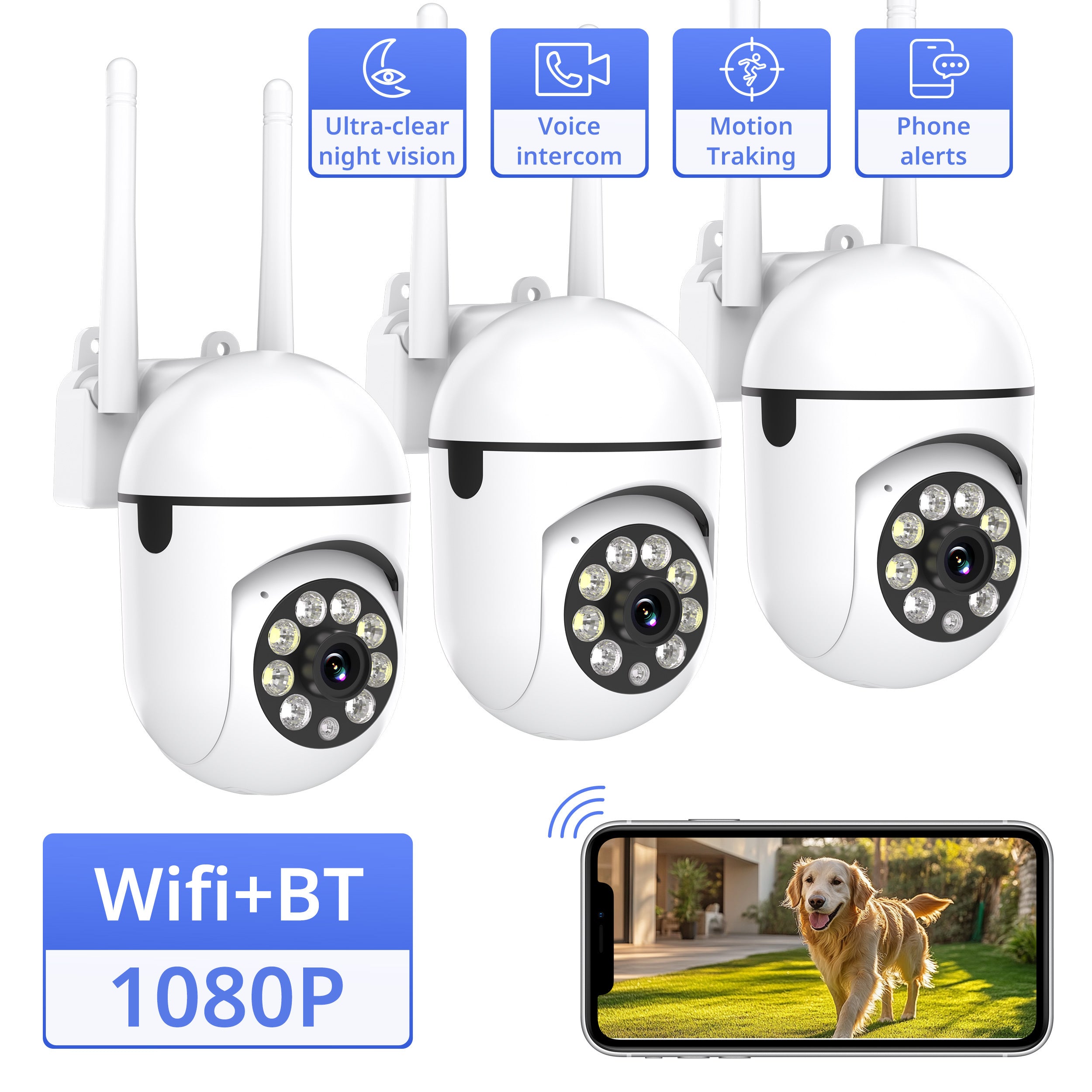 Überwachungskamera, Schwarz Friday 3er-Set 1080P FHD Outdoor-Überwachungska für Zuhause und unterwegs – Detailansicht 13