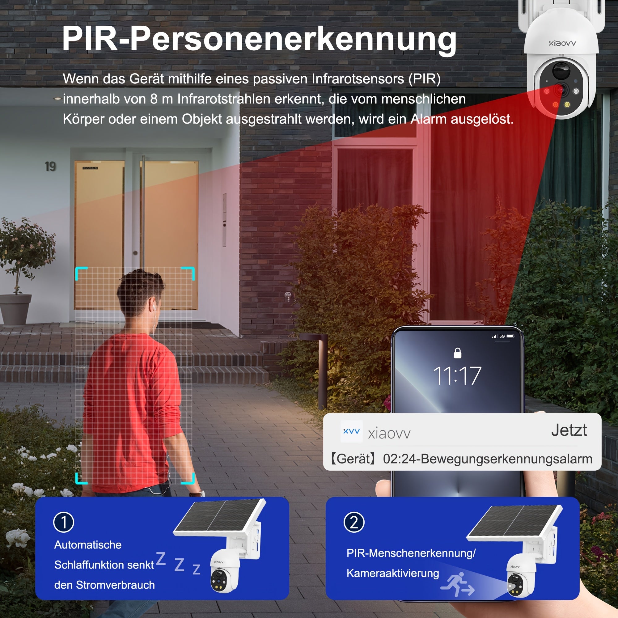 Überwachungskamera, XIAOVV P6 Outdoor-Sicherheitskamera mit 1080P HD für unterwegs und Zuhause – Hauptansicht