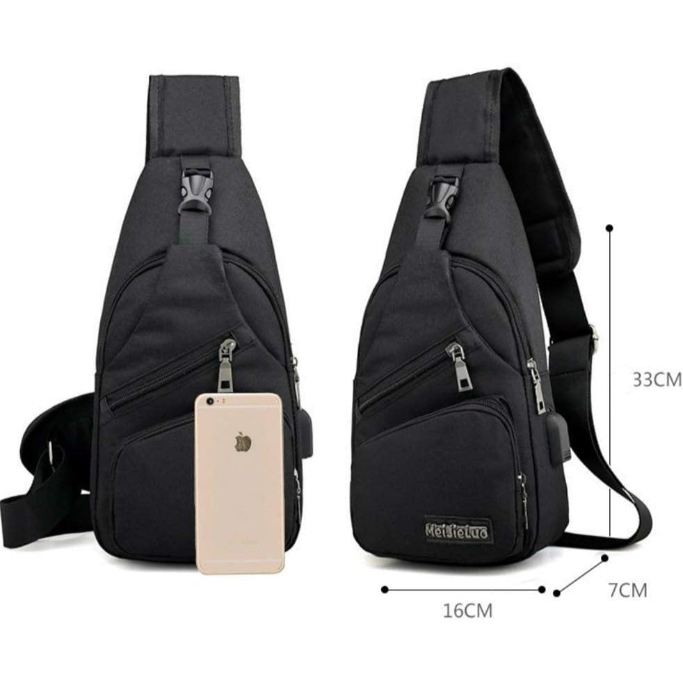 Umhängetasche Crossbody Brusttasche Schultertasche, Schwarz für Alltag und Zuhause – Detailansicht 4