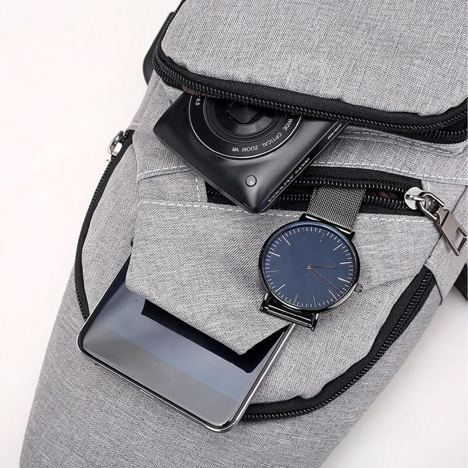 Umhängetasche Crossbody Brusttasche Schultertasche, Schwarz für Alltag und Zuhause – Detailansicht 9