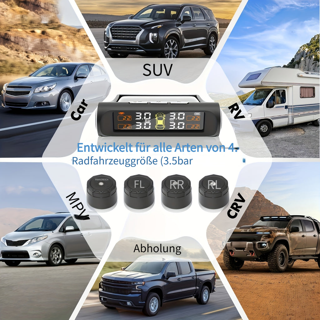 Universal Auto TPMS Reifendruckkontrollsystem, Schwarz für Fahrzeug und unterwegs – Detailansicht 2