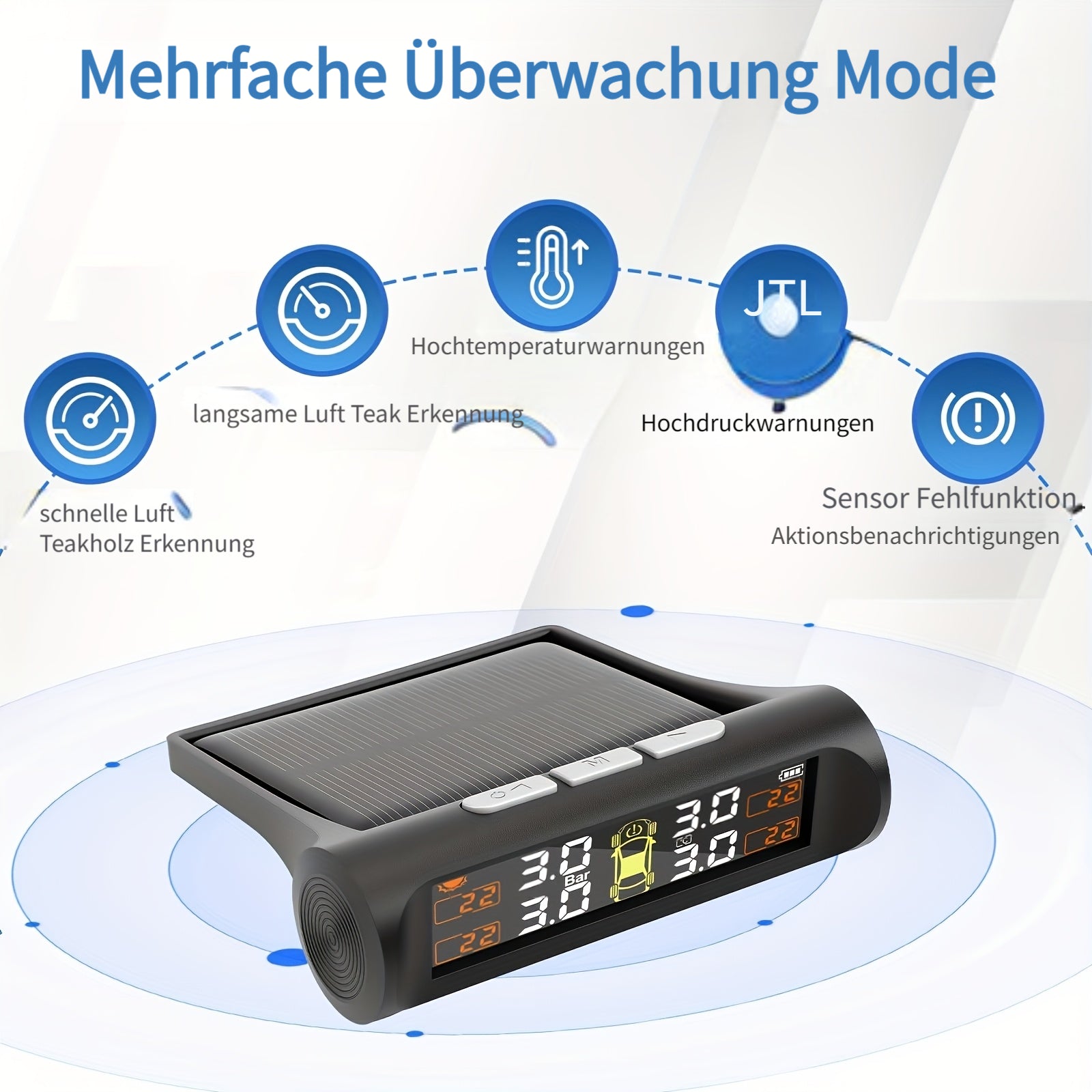 Universal Auto TPMS Reifendruckkontrollsystem, Schwarz für Fahrzeug und unterwegs – Detailansicht 8