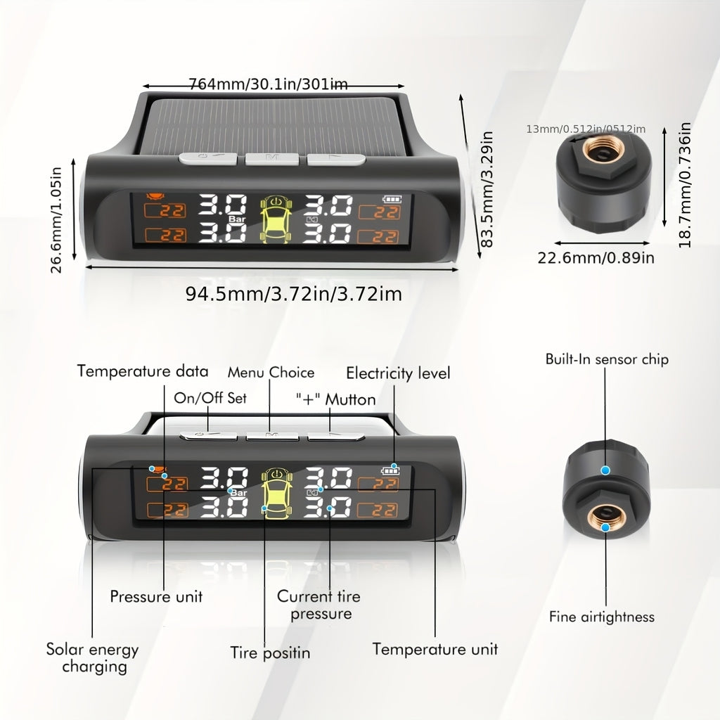 Universal Auto TPMS Reifendruckkontrollsystem, Schwarz für Fahrzeug und unterwegs – Detailansicht 9