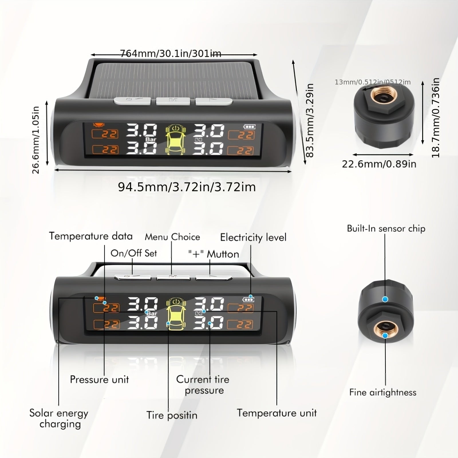 Universal Auto TPMS Reifendruckkontrollsystem, Schwarz für Fahrzeug und unterwegs – Detailansicht 9