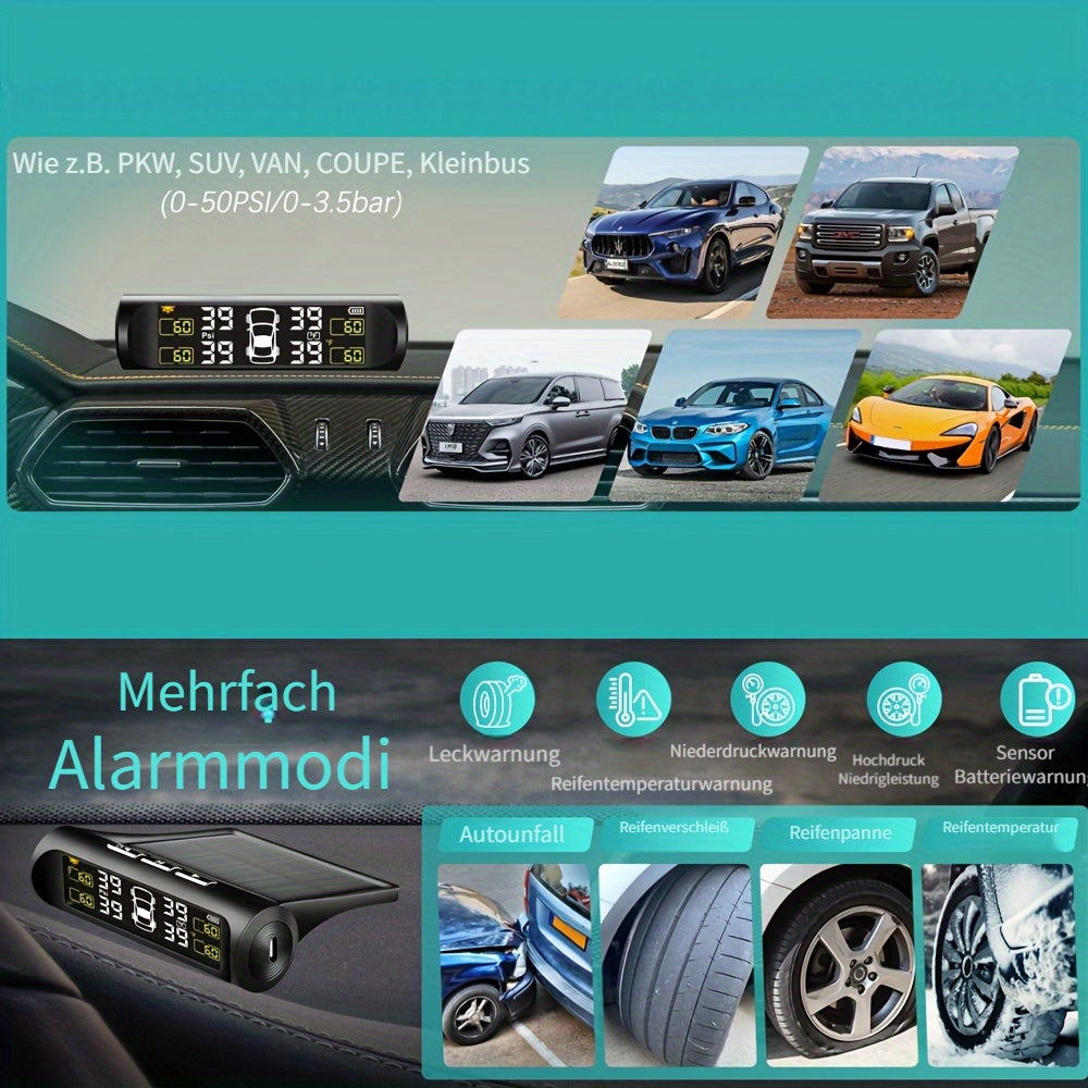 Universal Auto TPMS Reifendruckkontrollsystem, Schwarz für Fahrzeug und unterwegs – Detailansicht 11