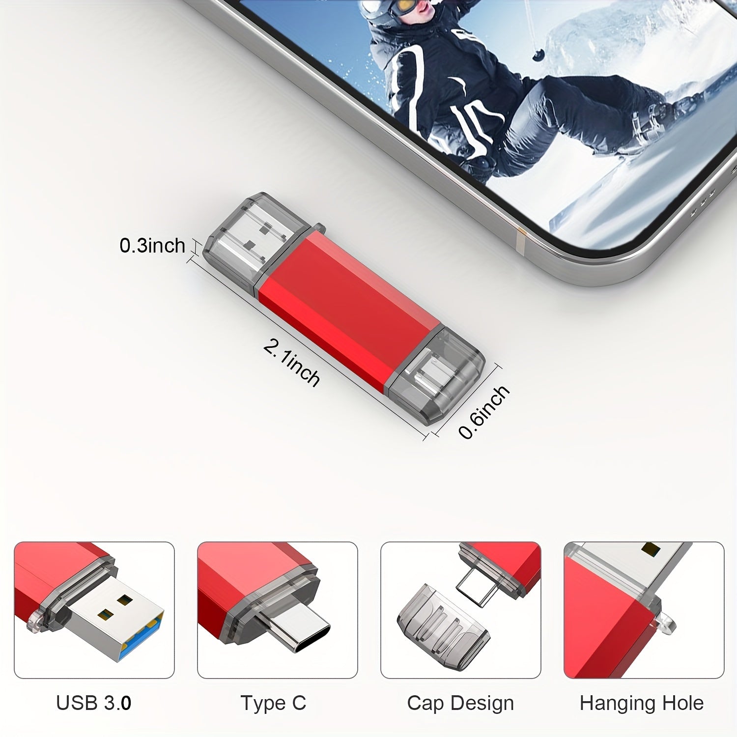 USB-C-Speicherstick, Metall für USB-C-Smartphones und Alltag – Detailansicht 2
