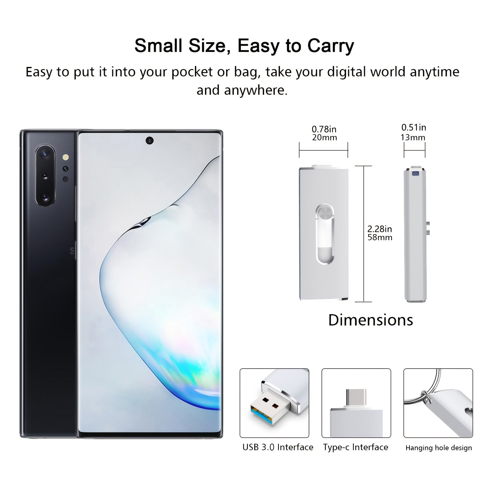 USB-C-Speicherstick, Silbrig für Alltag und Zuhause – Detailansicht 2