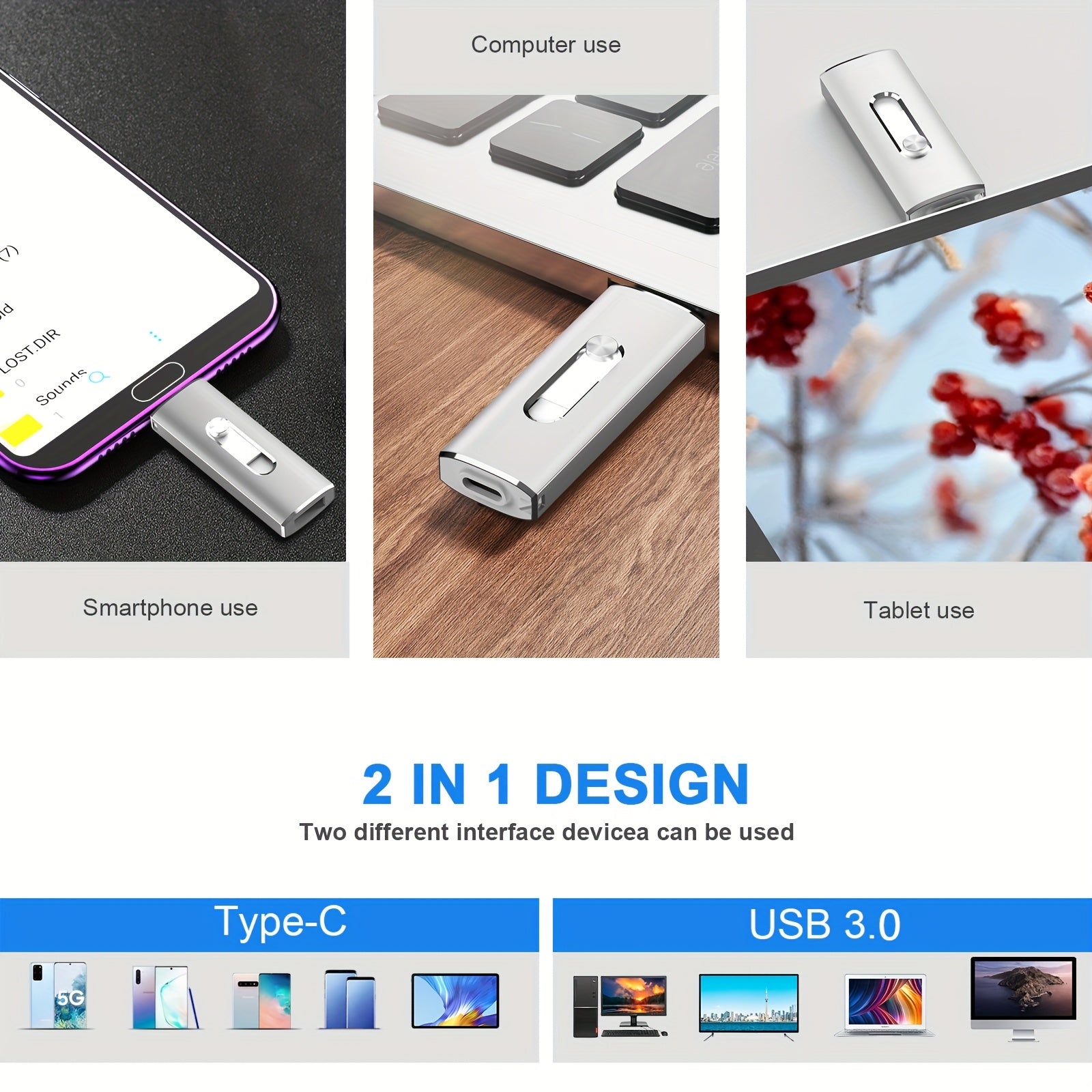 USB-C-Speicherstick, Silbrig für Alltag und Zuhause – Detailansicht 12