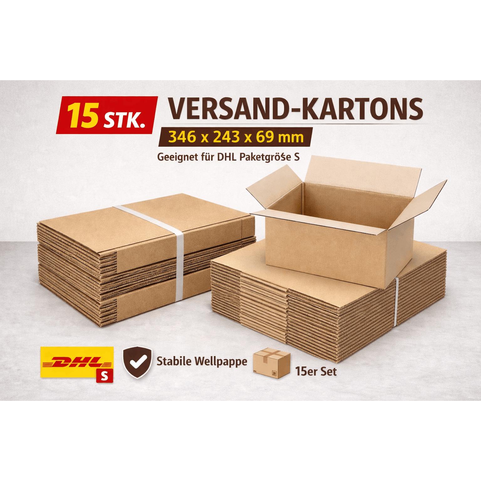 Versand-Verpackungs-Karton Faltkarton/ Braune für DHL S und Braune Wellpappe-Postkartons – Hauptansicht