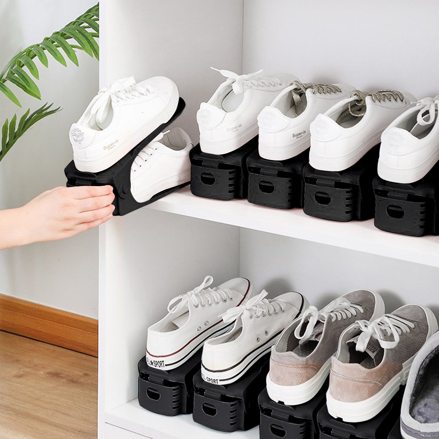 verstellbare Schuhregale aus Kunststoff, 10 Stück für Alltag und Zuhause – Detailansicht 11
