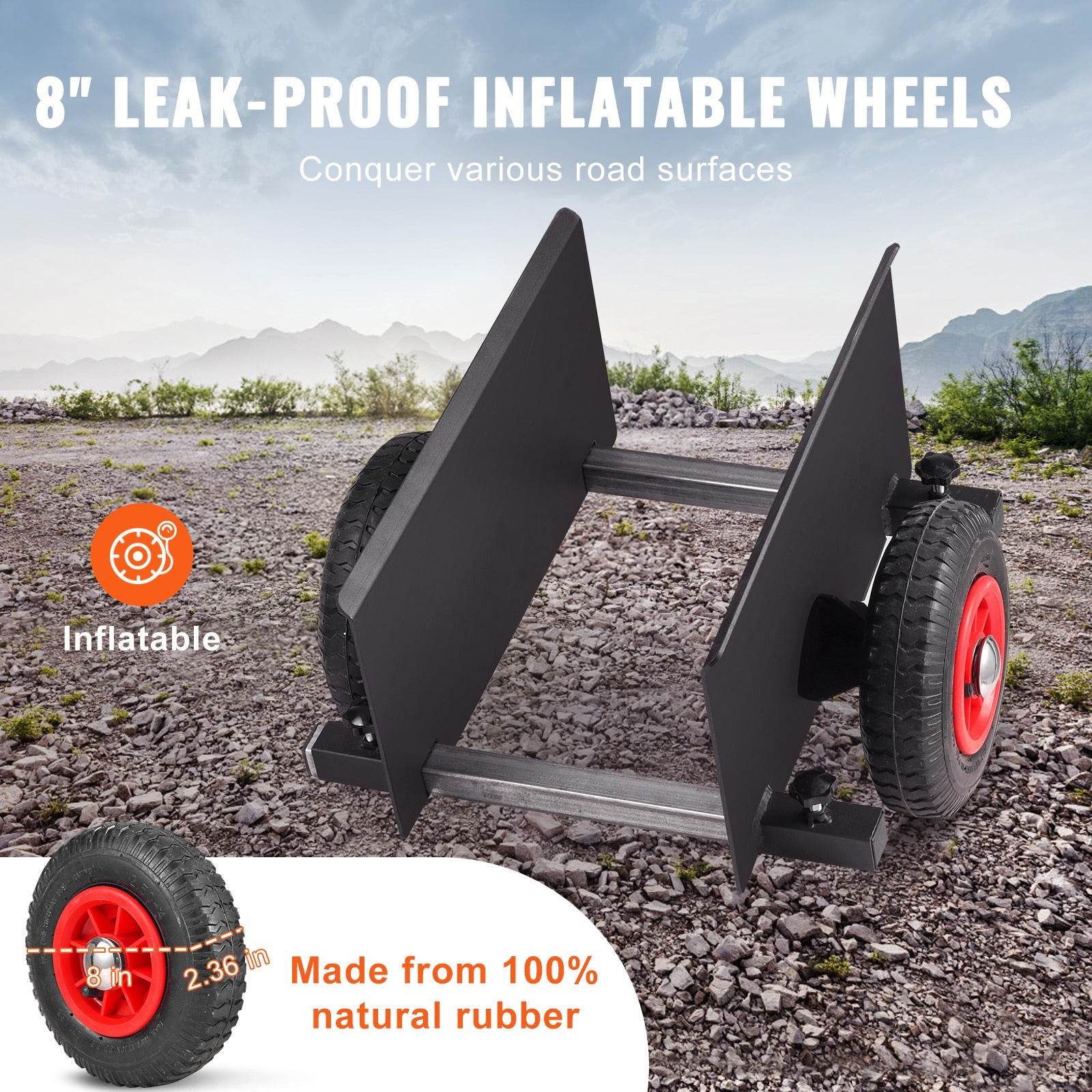 VEVOR-Panel-Dolly, 600-lb-Gipskarton-Türwagen-Dolly mit 8"-Pneumatikrad für Alltag und Zuhause – Detailansicht 4