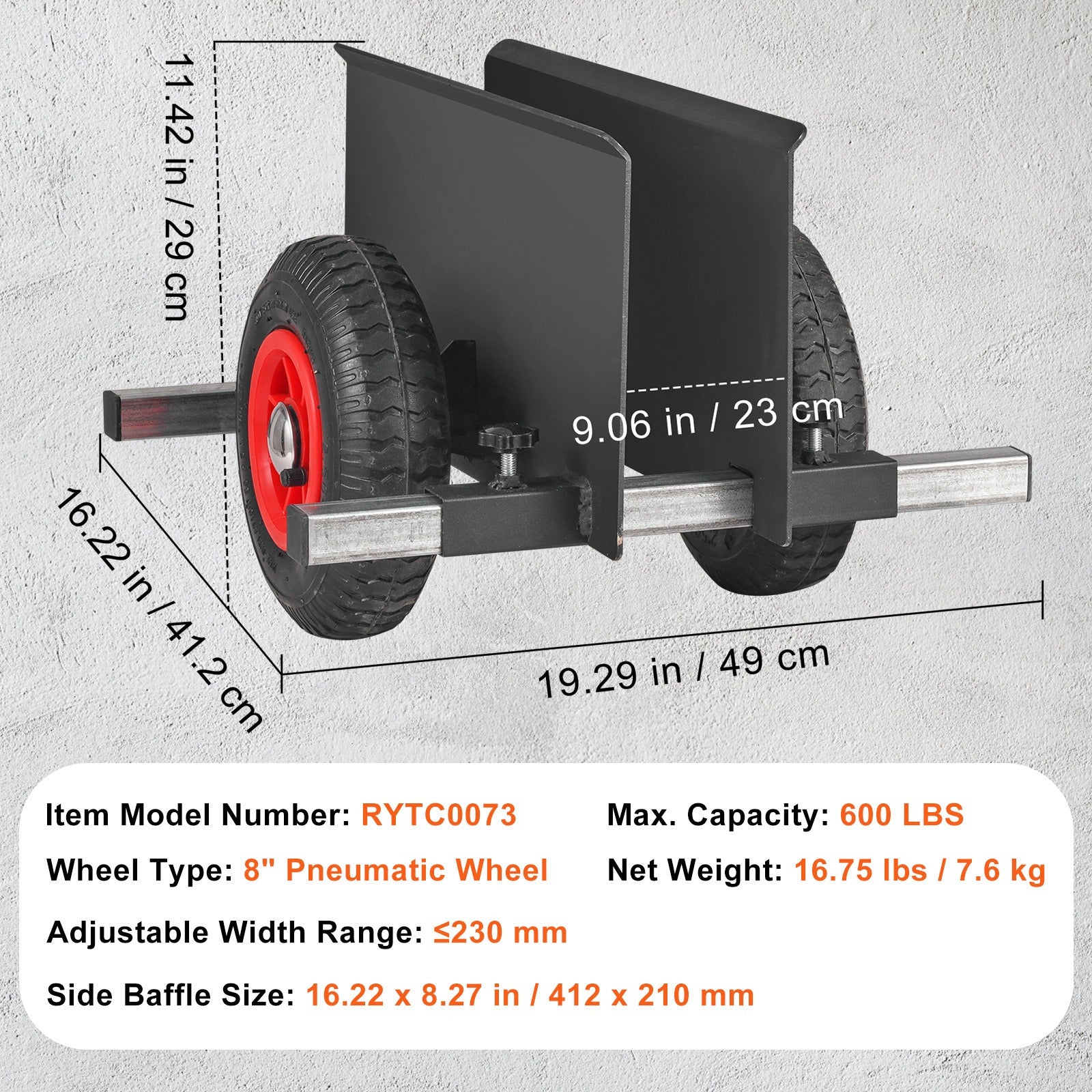 VEVOR-Panel-Dolly, 600-lb-Gipskarton-Türwagen-Dolly mit 8"-Pneumatikrad für Alltag und Zuhause – Detailansicht 7