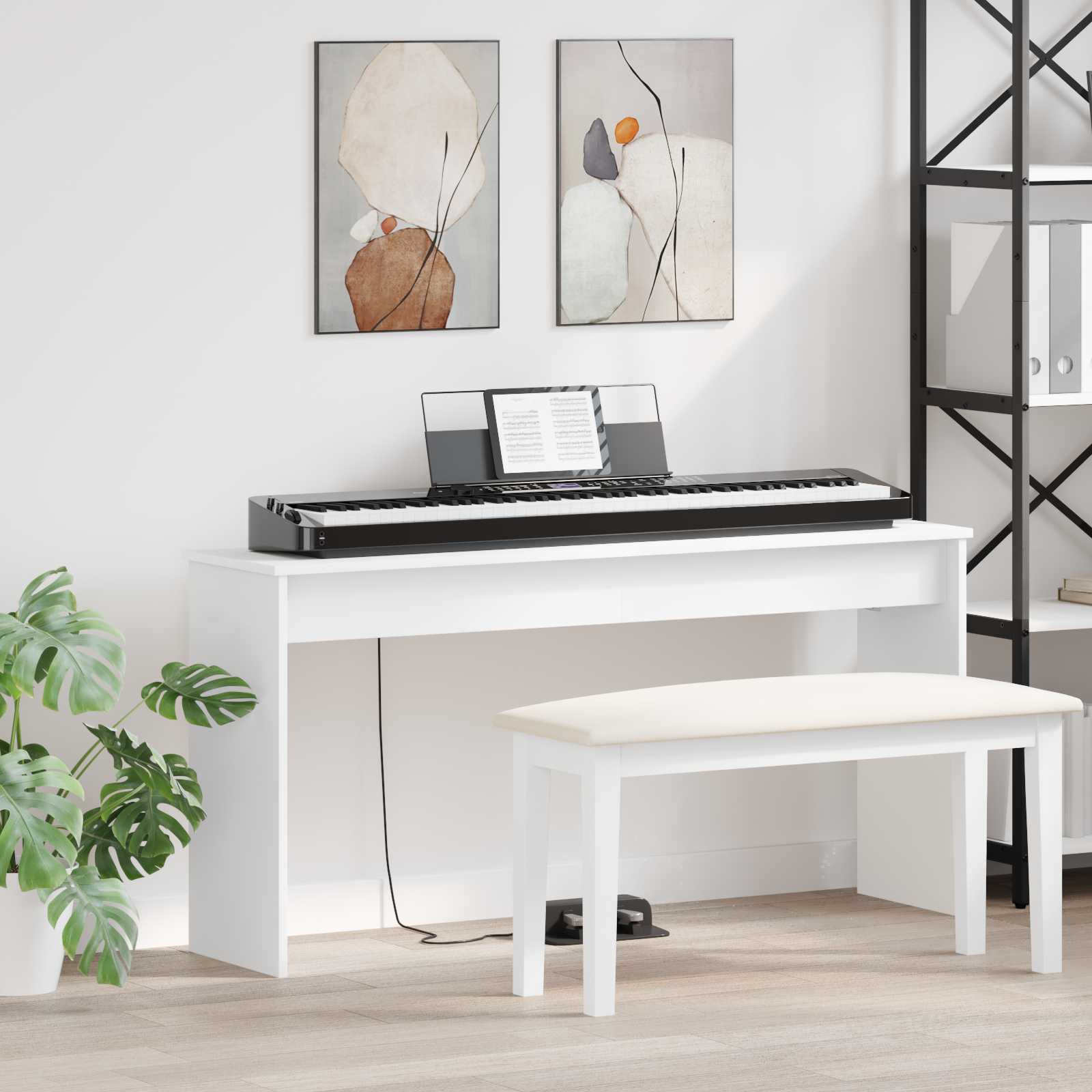 vidaXL Klavierständer Holzständer Musikständer, Betongrau für Alltag und Zuhause – Detailansicht 10