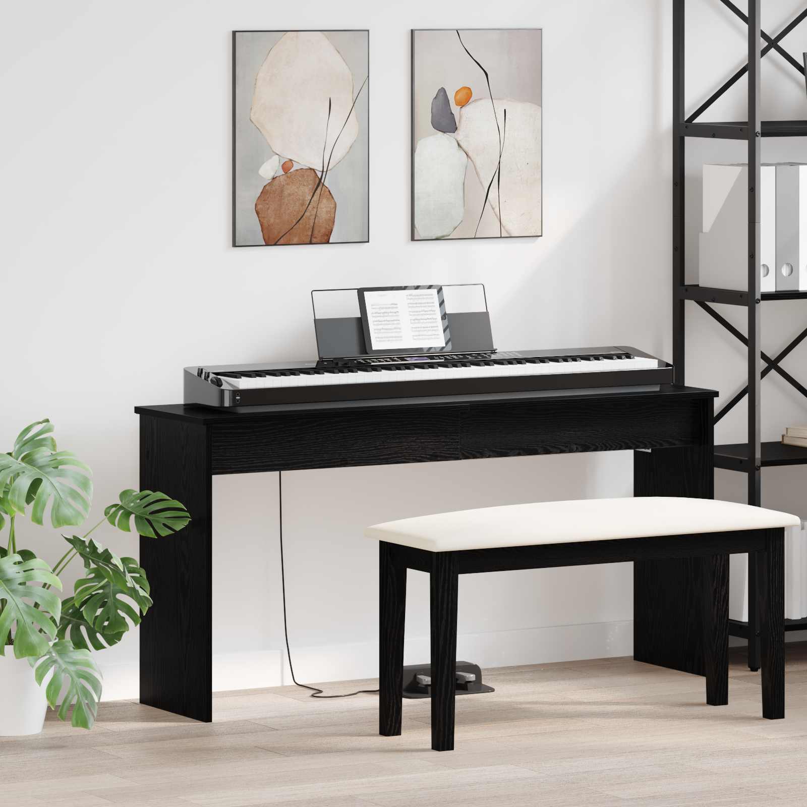 vidaXL Klavierständer Holzständer Musikständer, Betongrau für Alltag und Zuhause – Detailansicht 14