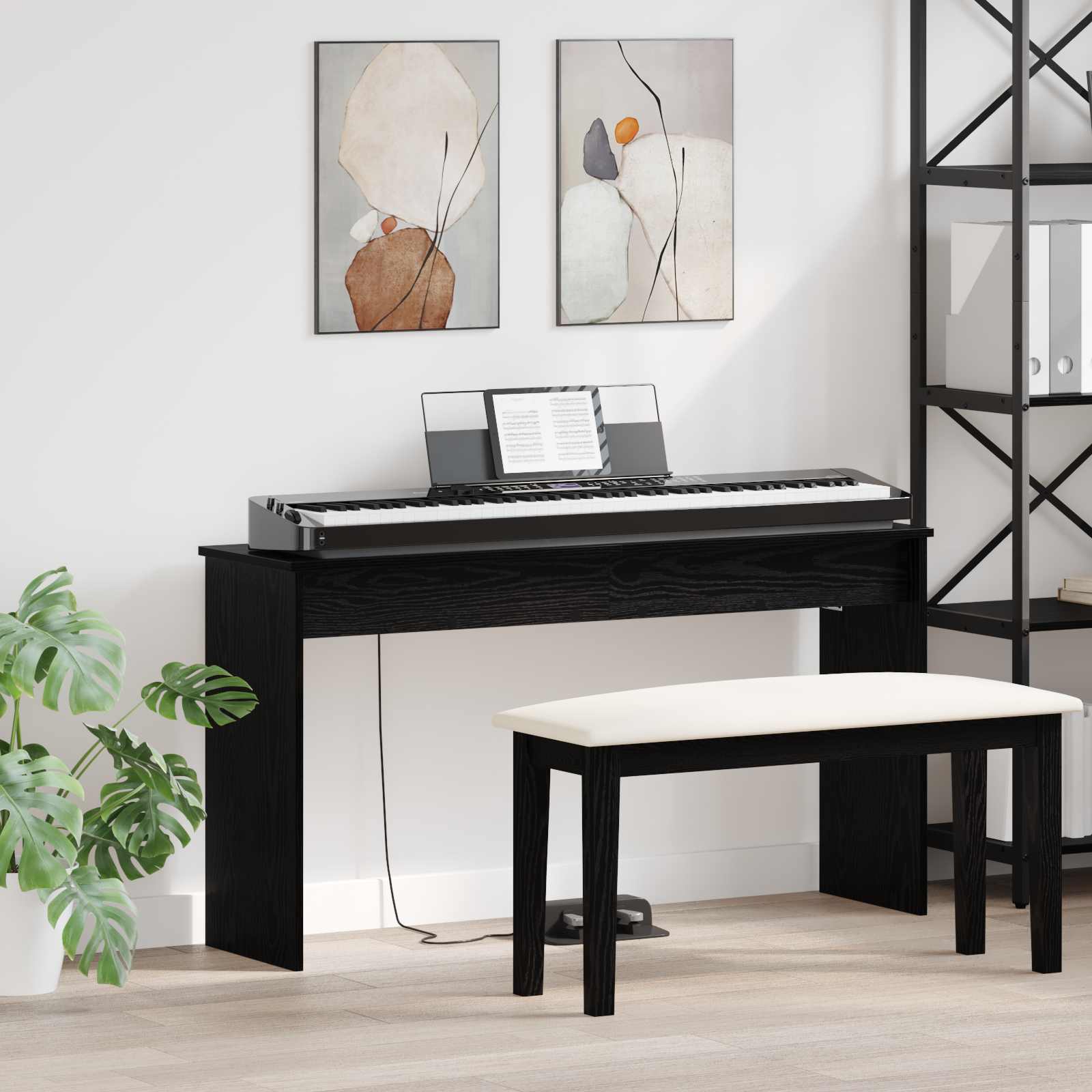 vidaXL Klavierständer Holzständer Musikständer, Betongrau für Alltag und Zuhause – Detailansicht 16