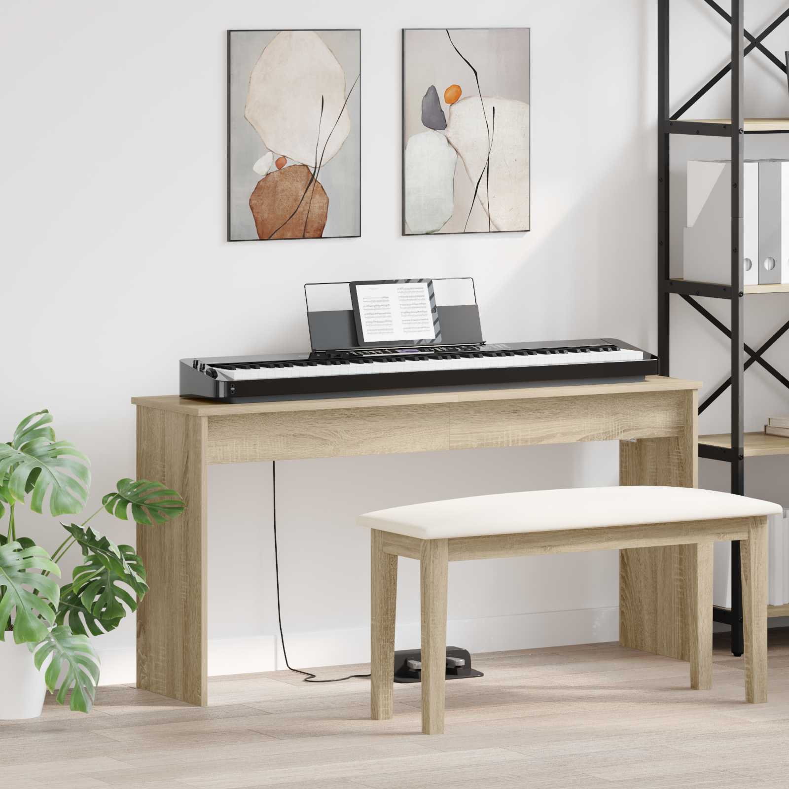vidaXL Klavierständer Holzständer Musikständer, Betongrau für Alltag und Zuhause – Detailansicht 19