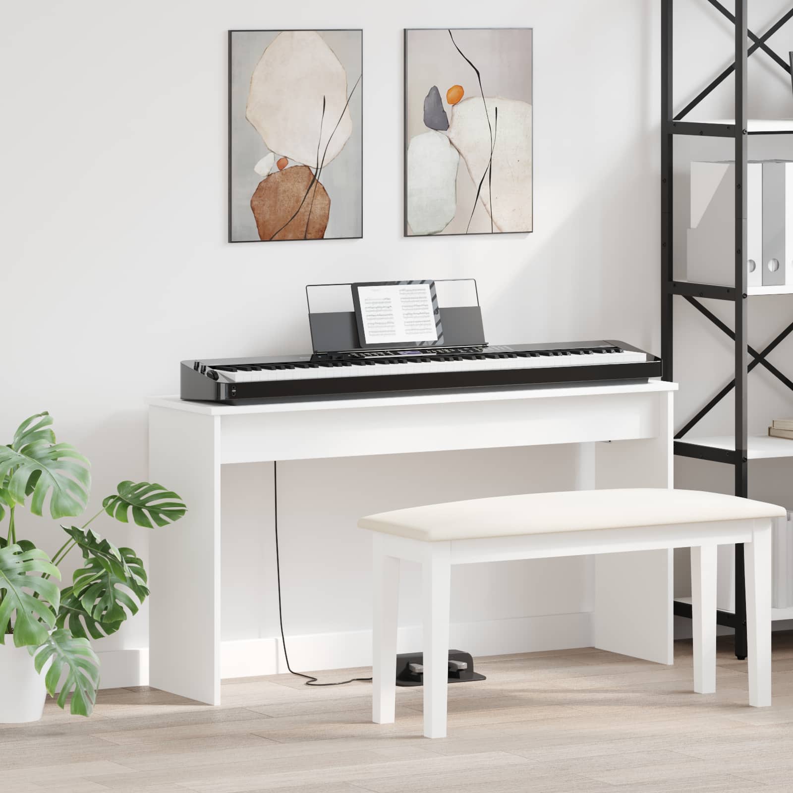 vidaXL Klavierständer Holzständer Musikständer, Betongrau für Alltag und Zuhause – Detailansicht 53