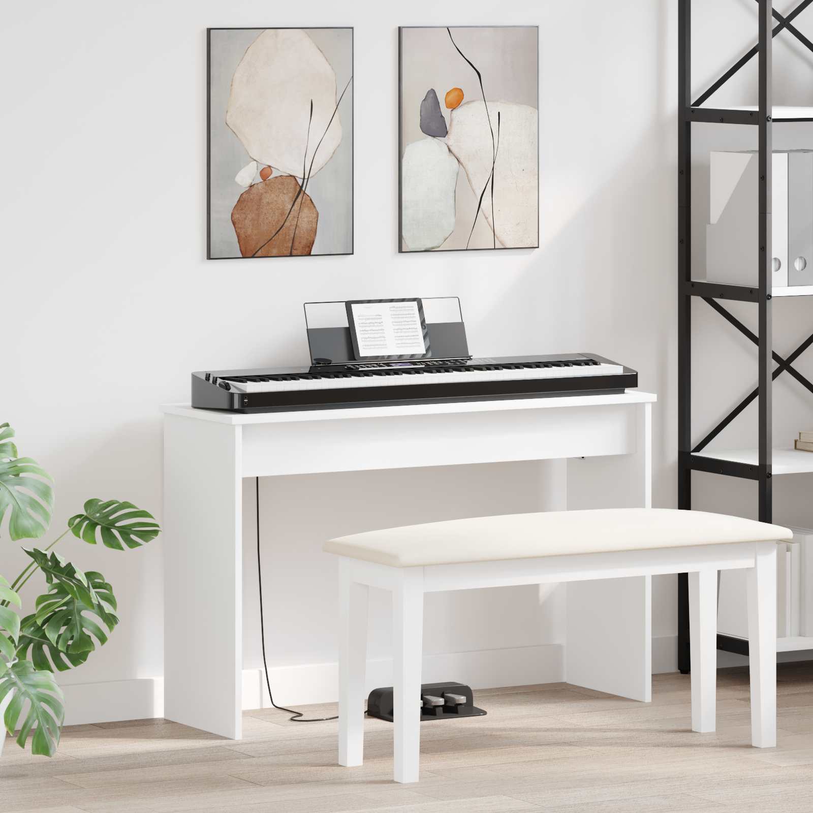 vidaXL Klavierständer Holzständer Musikständer, Betongrau für Alltag und Zuhause – Detailansicht 54