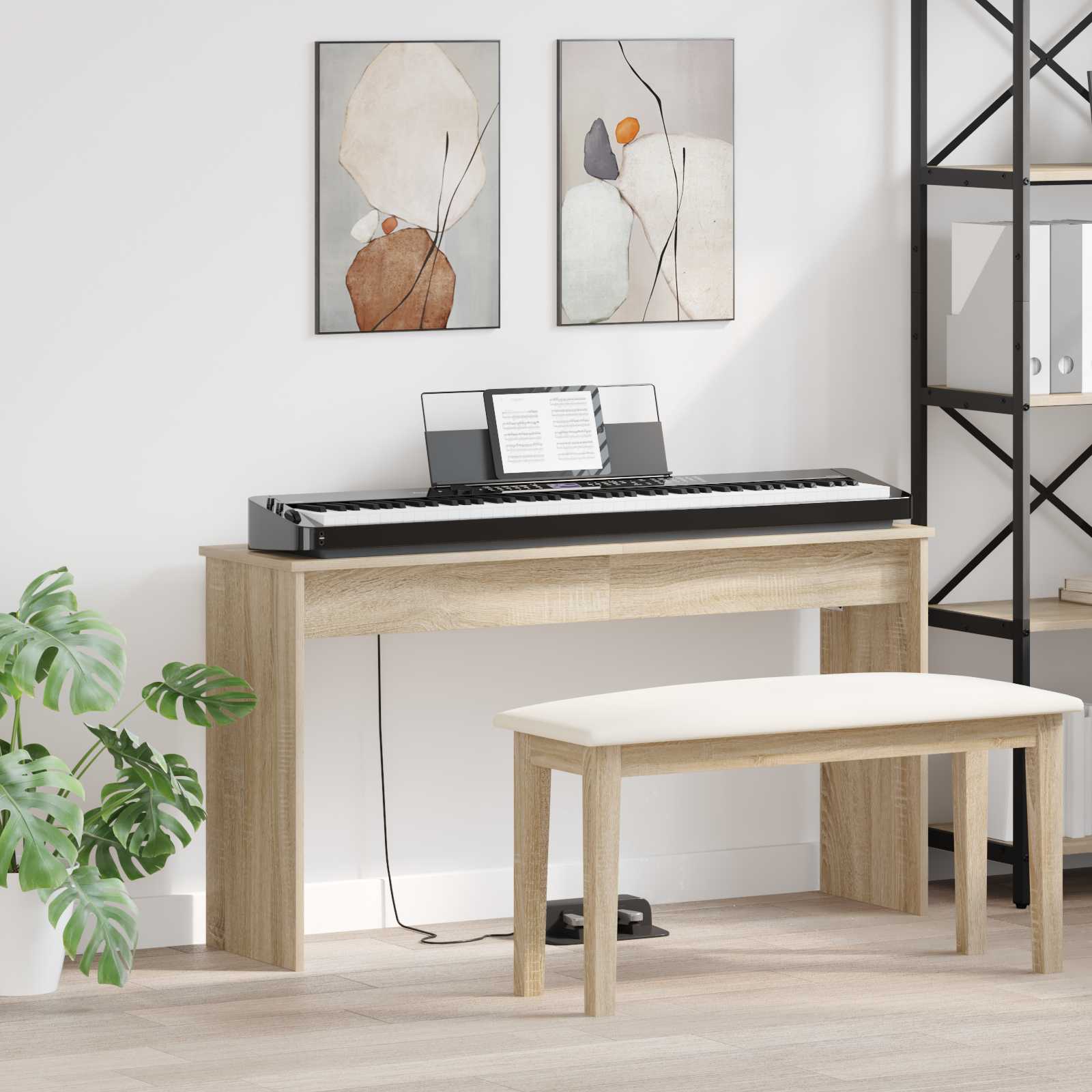 vidaXL Klavierständer Holzständer Musikständer, Betongrau für Alltag und Zuhause – Detailansicht 55
