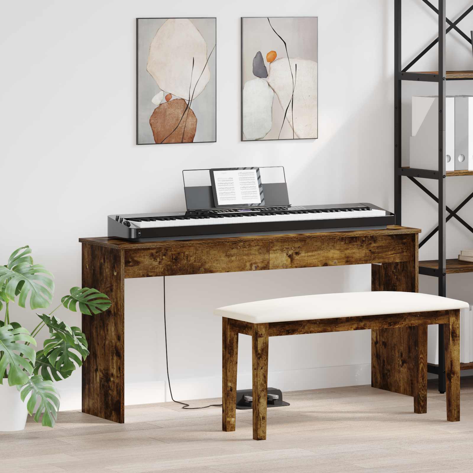 vidaXL Klavierständer Holzständer Musikständer, Betongrau für Alltag und Zuhause – Detailansicht 56