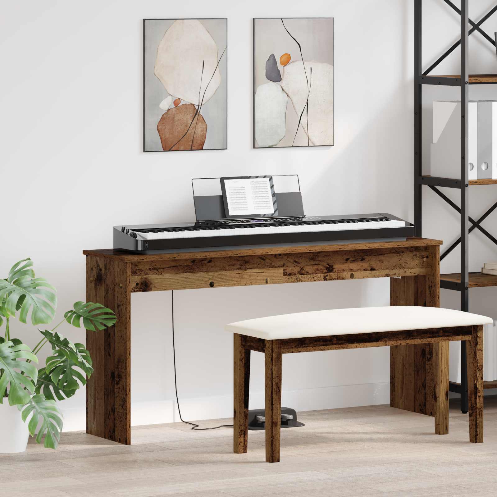 vidaXL Klavierständer Holzständer Musikständer, Betongrau für Alltag und Zuhause – Detailansicht 58