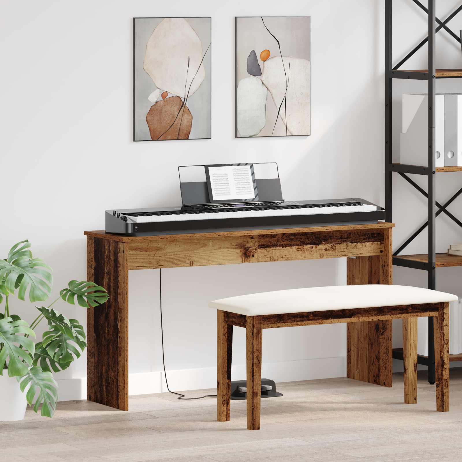 vidaXL Klavierständer Holzständer Musikständer, Betongrau für Alltag und Zuhause – Detailansicht 59