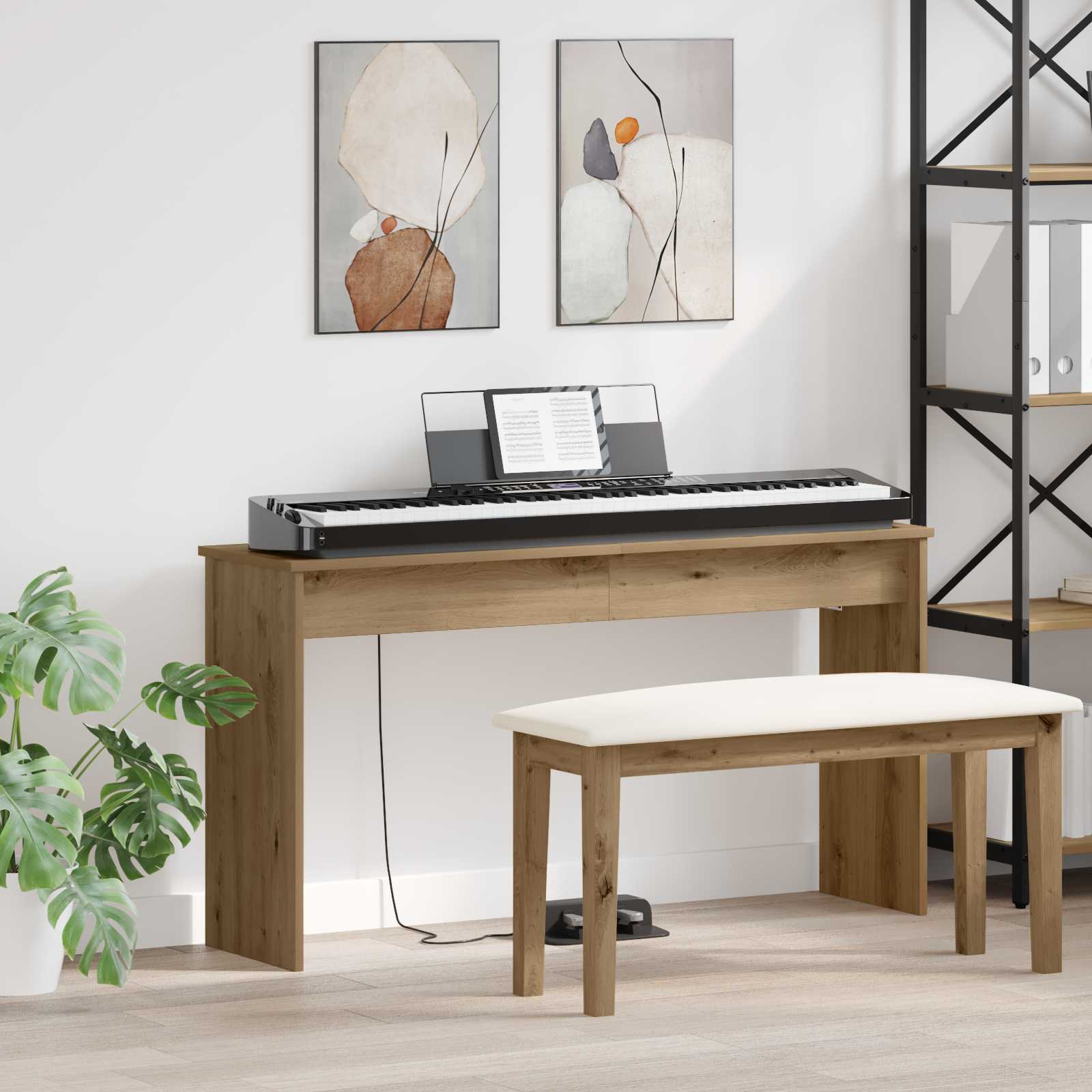 vidaXL Klavierständer Holzständer Musikständer, Betongrau für Alltag und Zuhause – Detailansicht 60