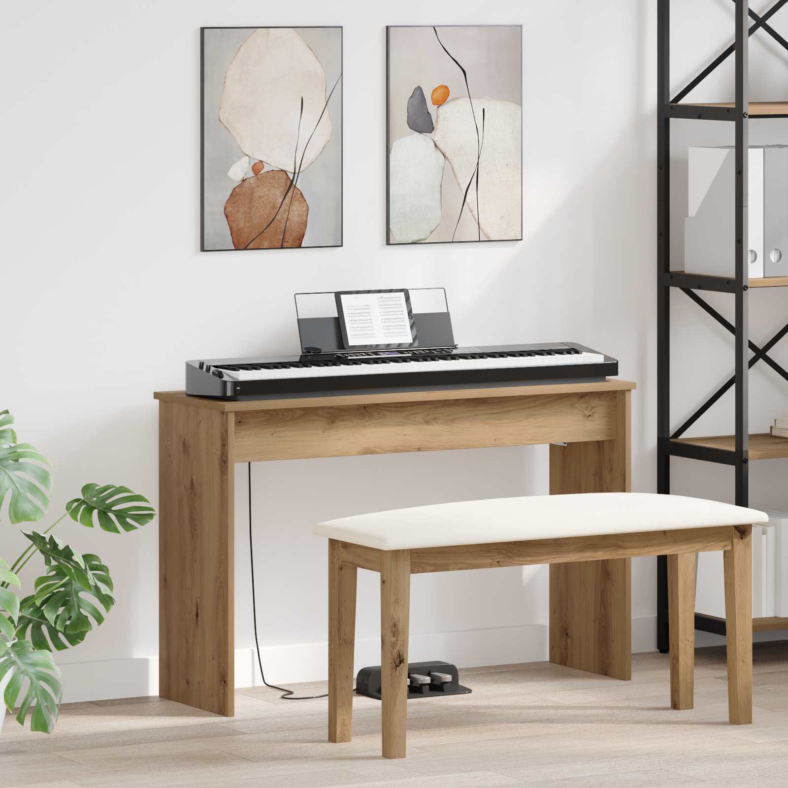 vidaXL Klavierständer Holzständer Musikständer, Betongrau für Alltag und Zuhause – Detailansicht 61