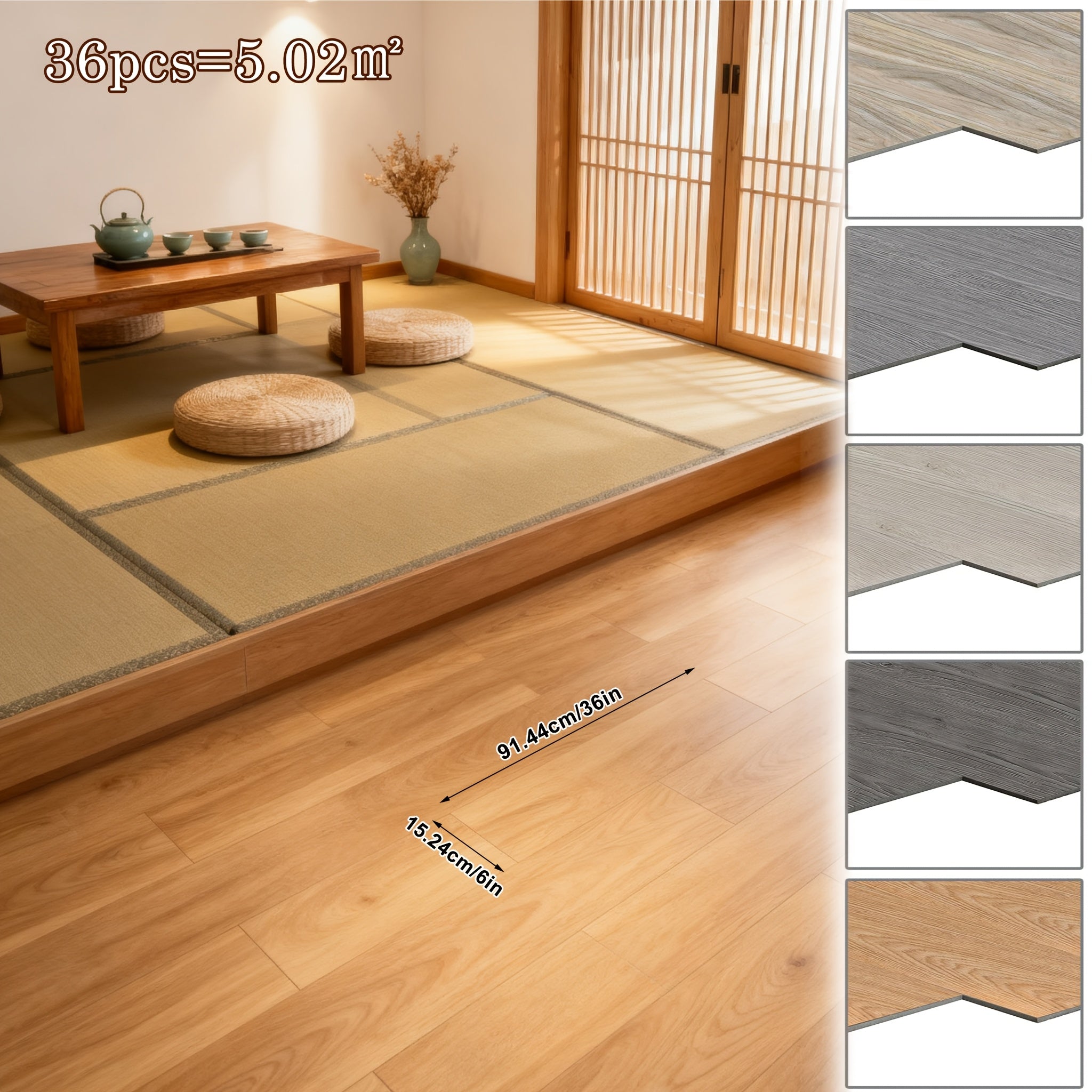Vinylboden Selbstklebender PVC-Boden, 36 Stück für Badezimmer und Haushalt – Detailansicht 4
