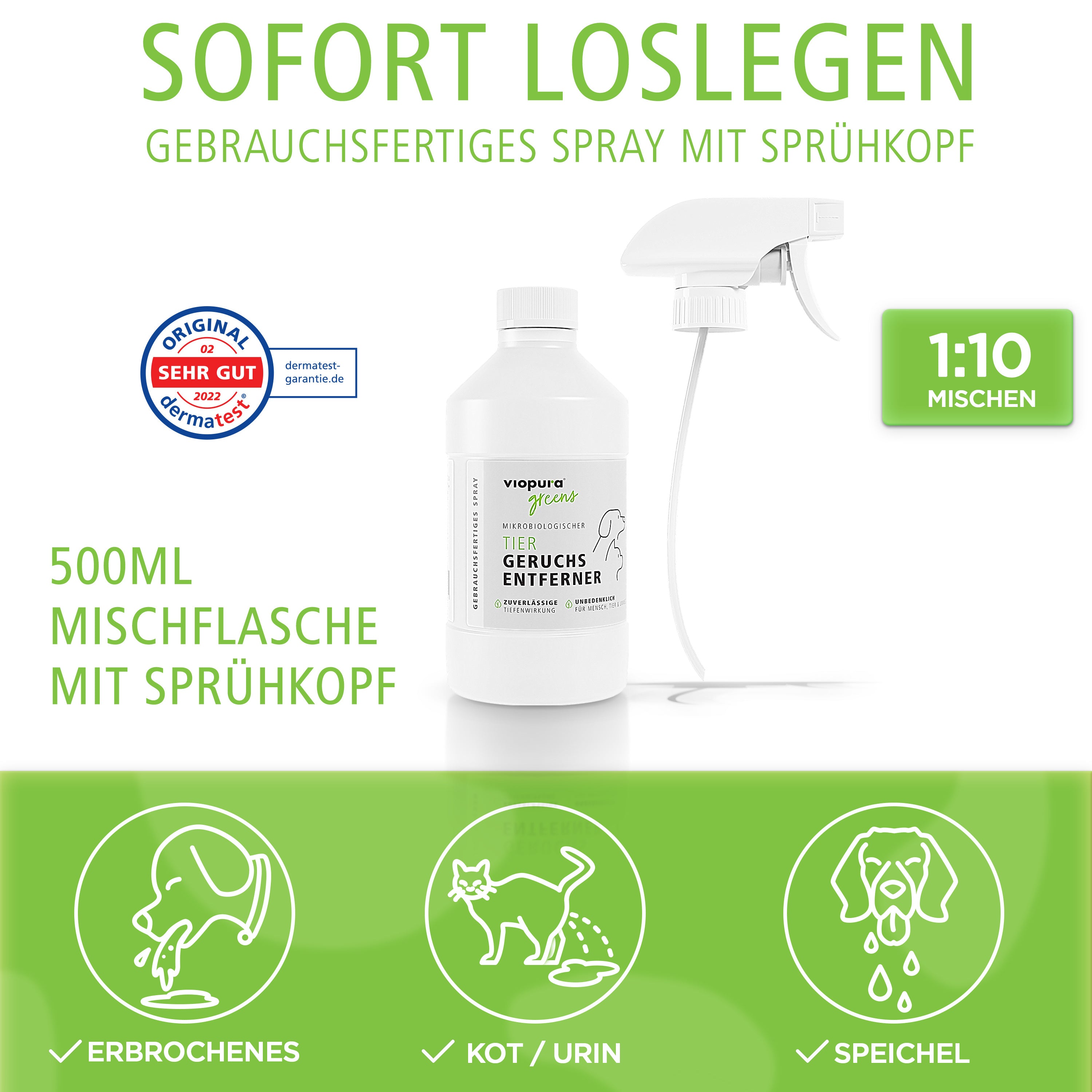viopura Tiergeruchsentferner EXTRA STARK, 1 Liter Konzentrat für Haustiere und Zuhause – Detailansicht 4