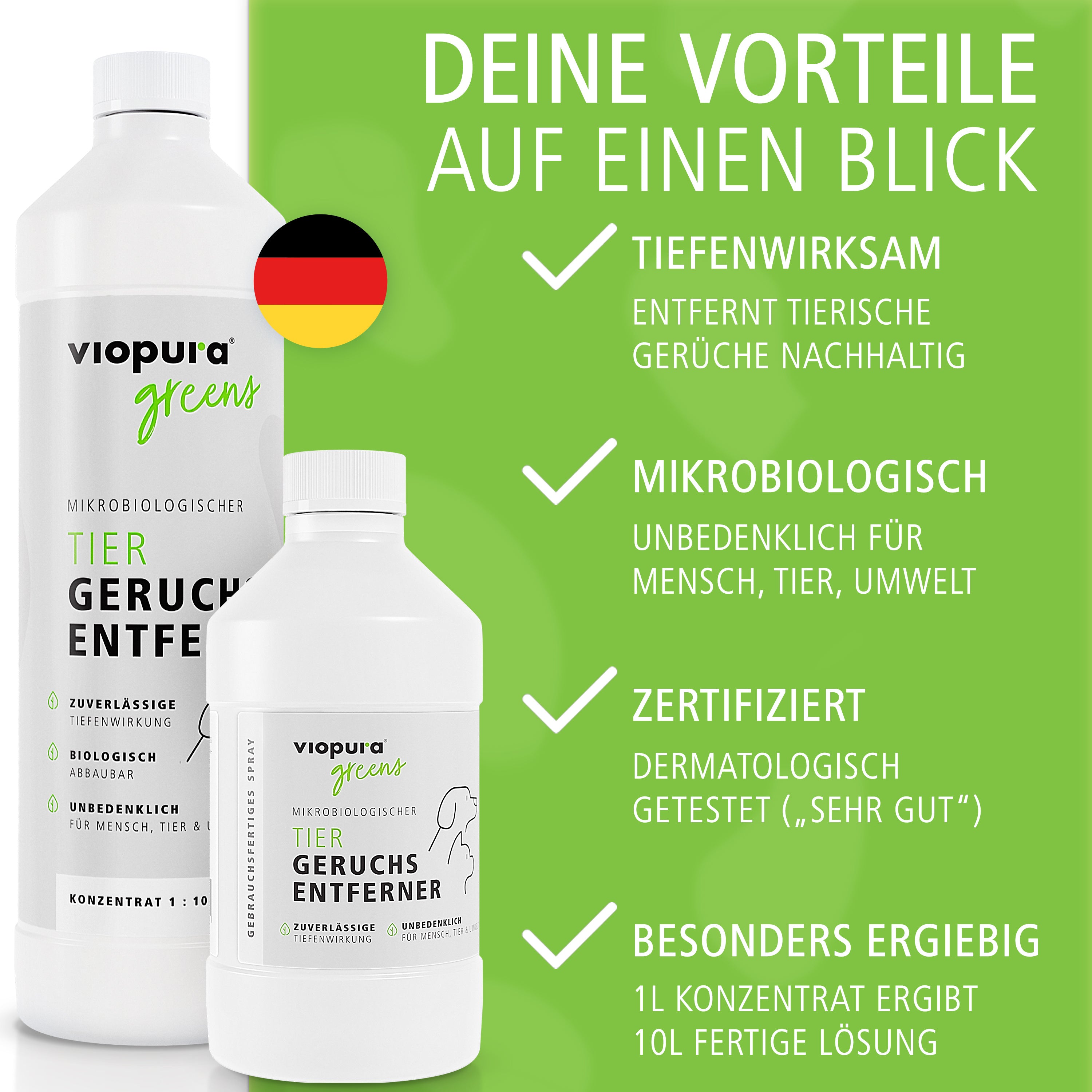 viopura Tiergeruchsentferner EXTRA STARK, 1 Liter Konzentrat für Haustiere und Zuhause – Detailansicht 5