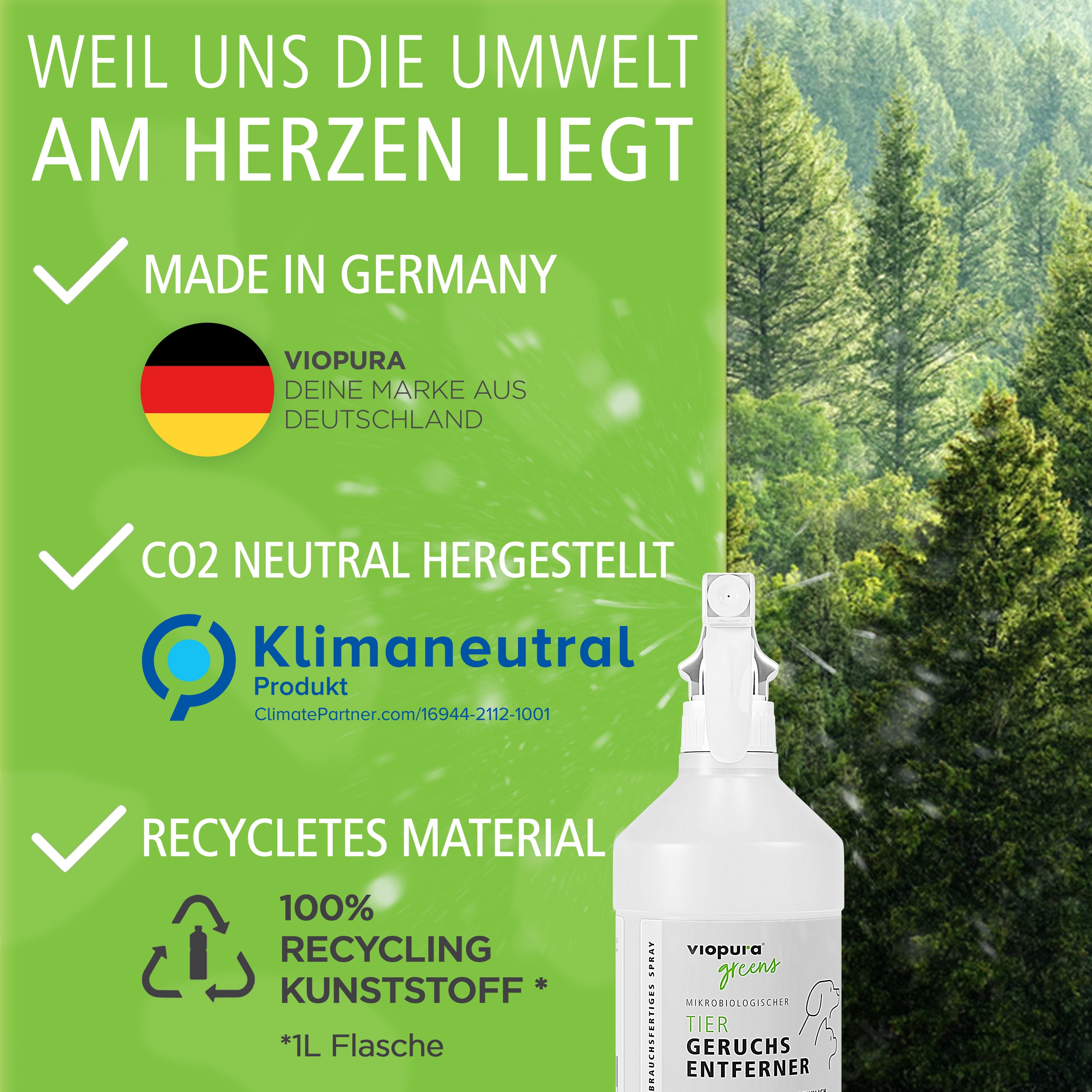 viopura Tiergeruchsentferner EXTRA STARK, 1 Liter Konzentrat für Haustiere und Zuhause – Detailansicht 6