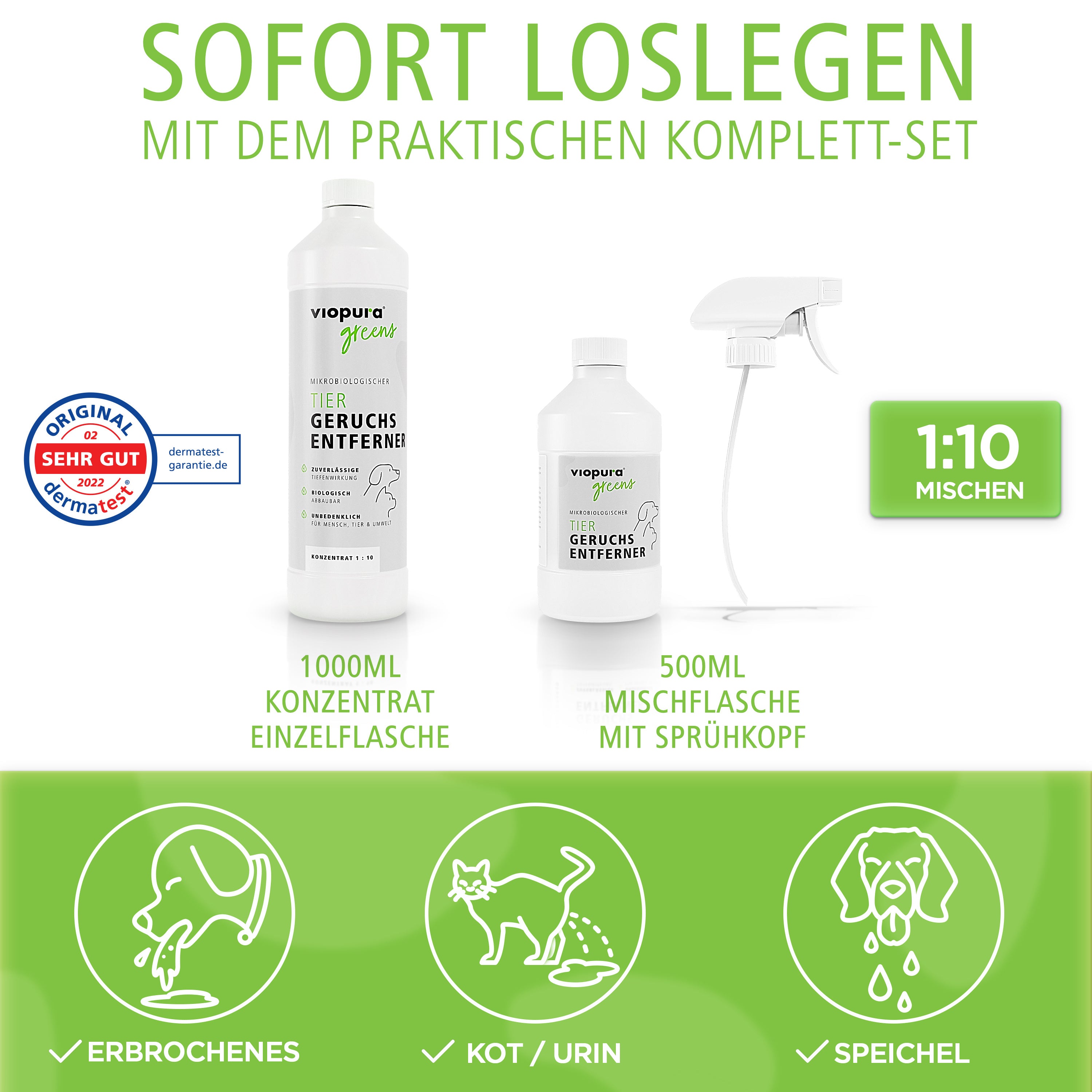 viopura Tiergeruchsentferner EXTRA STARK, 1 Liter Konzentrat für Haustiere und Zuhause – Detailansicht 13