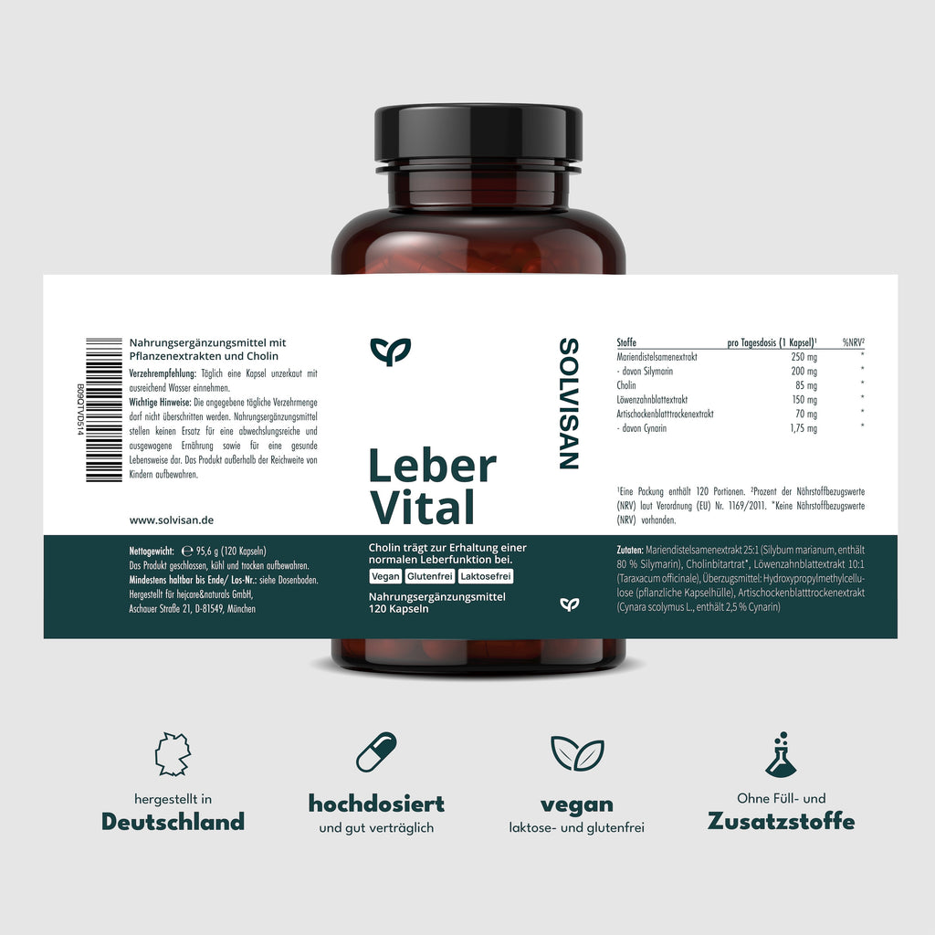 VITAL, Löwenzahn und Cholin. 120 Kapseln (4 Monate) für eine gesunde Leber und Alltag – Detailansicht 6