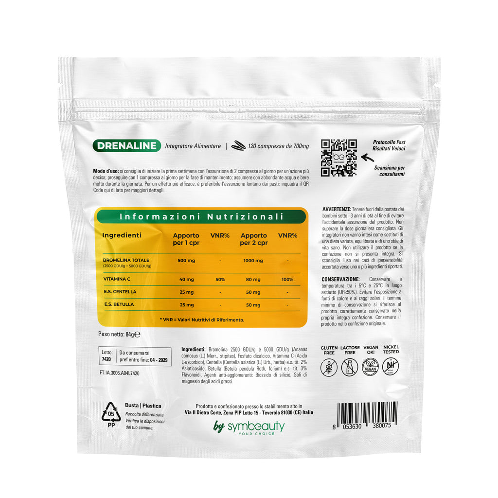 Vitamin-C-Präparat, Drenaline Bromelain Forte 5000+2500 GDU/g 120 für Pflege zu Hause und Alltag – Detailansicht 2