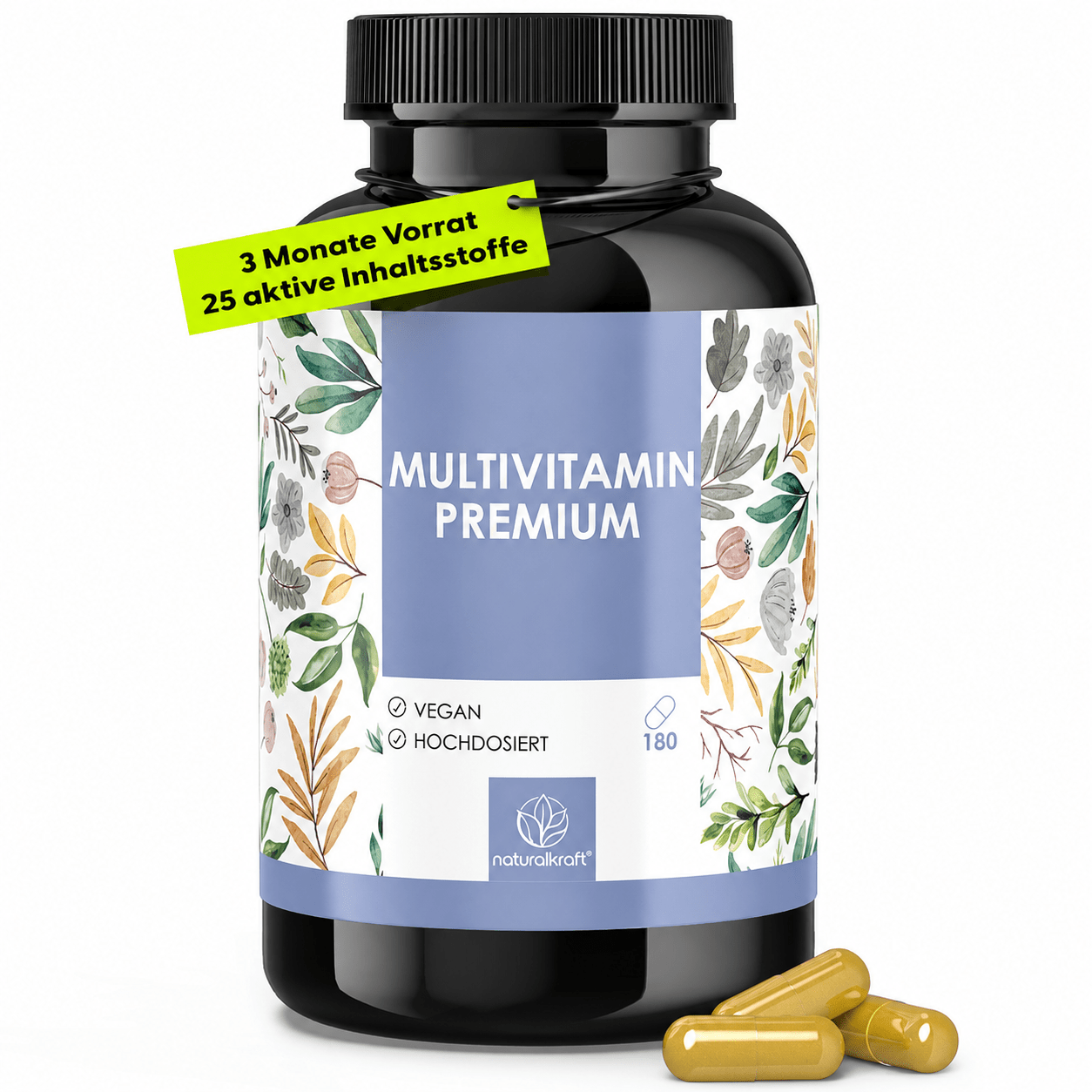 Vitamin-C-Präparat, Hochdosierter A-Z Komplex 180 vegane Kapseln für Pflege zu Hause und Alltag – Hauptansicht