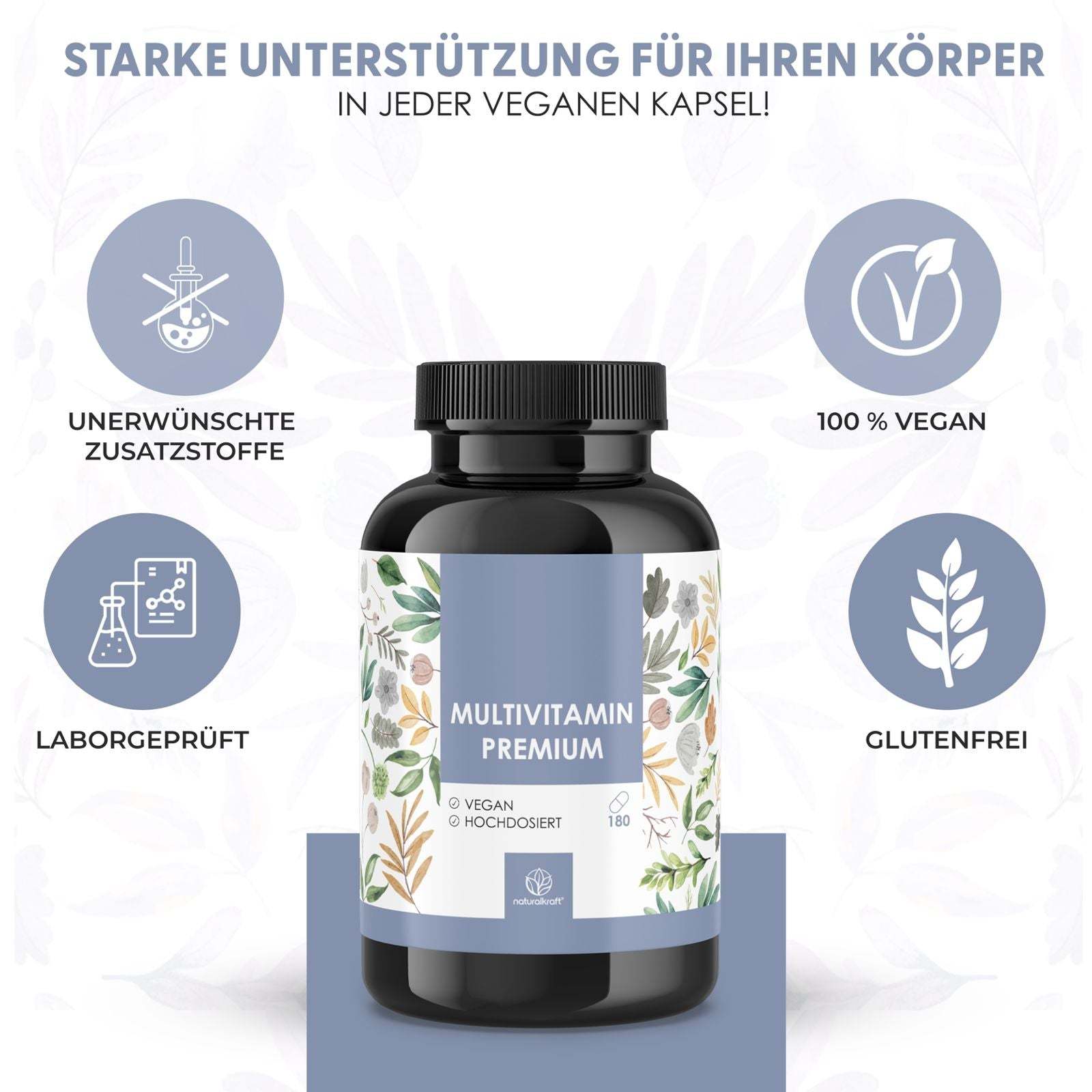 Vitamin-C-Präparat, Hochdosierter A-Z Komplex 180 vegane Kapseln für Pflege zu Hause und Alltag – Detailansicht 2